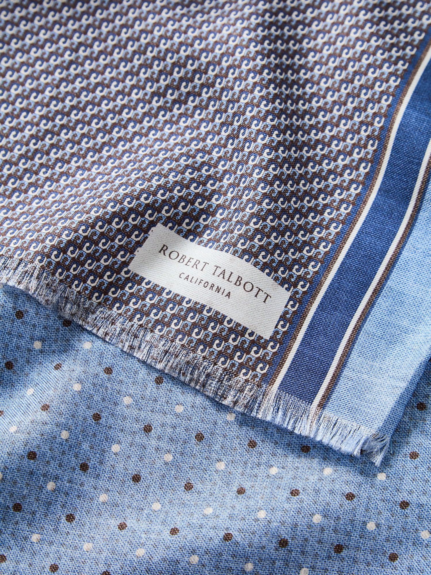 Robert Talbott Niven Houndstooth Sciarpa Seta Blu OS