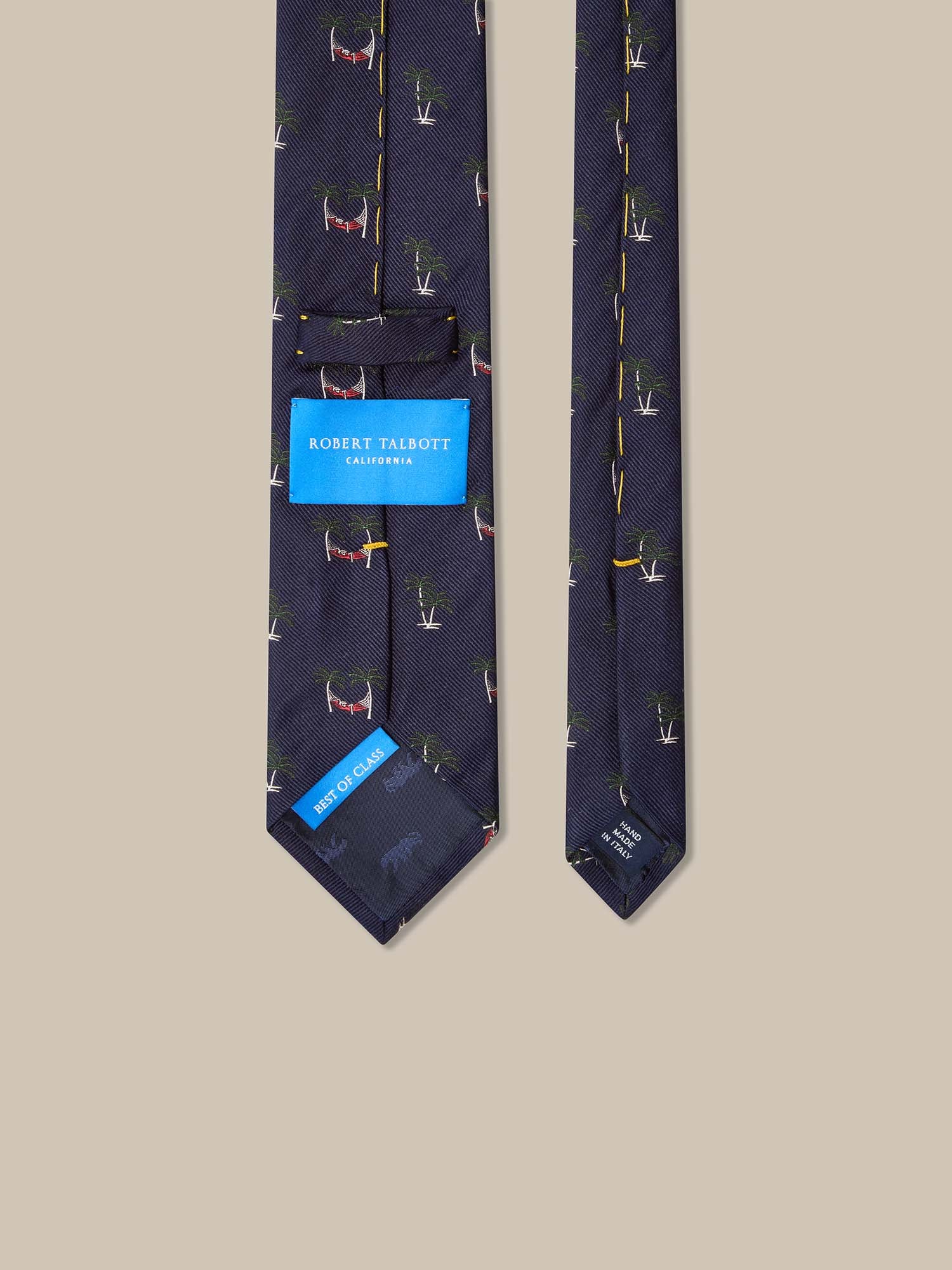 Robert Talbott Robert Cravatta Seta Palme Blu Navy