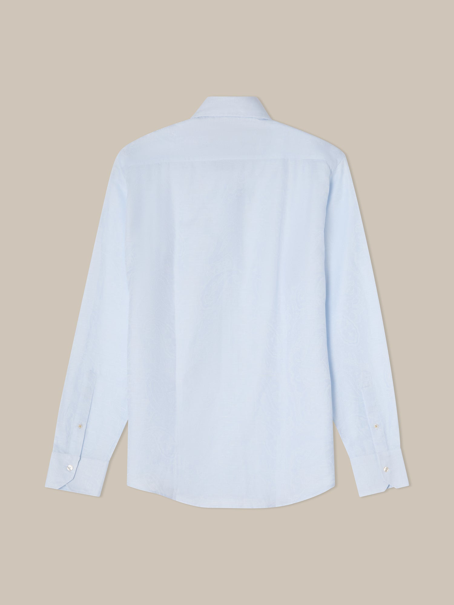 Robert Talbott Reynolds camicia lino cotone azzurra paisley
