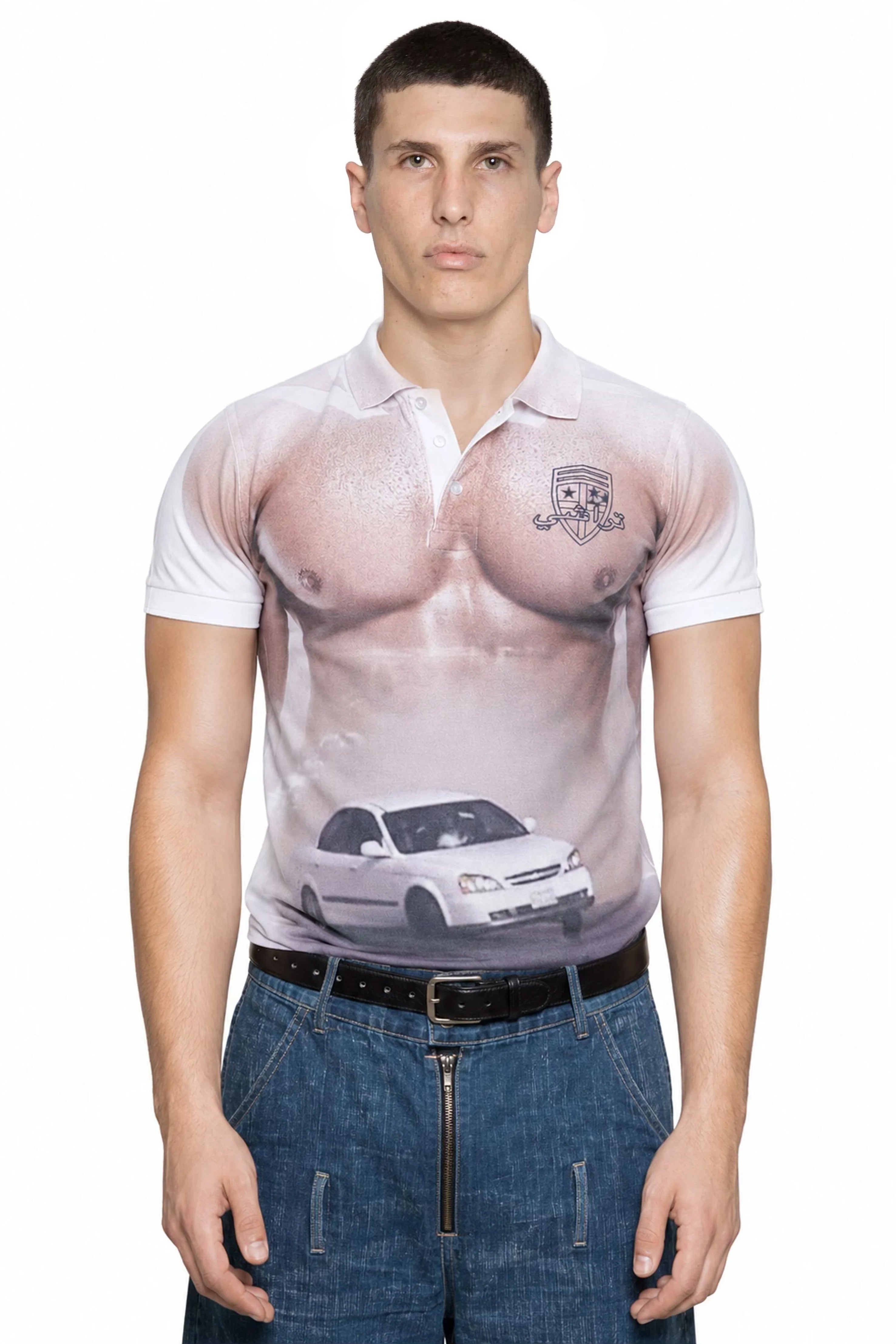 Trashy Clothing Drift Polo top cotone bianco tre bottoni