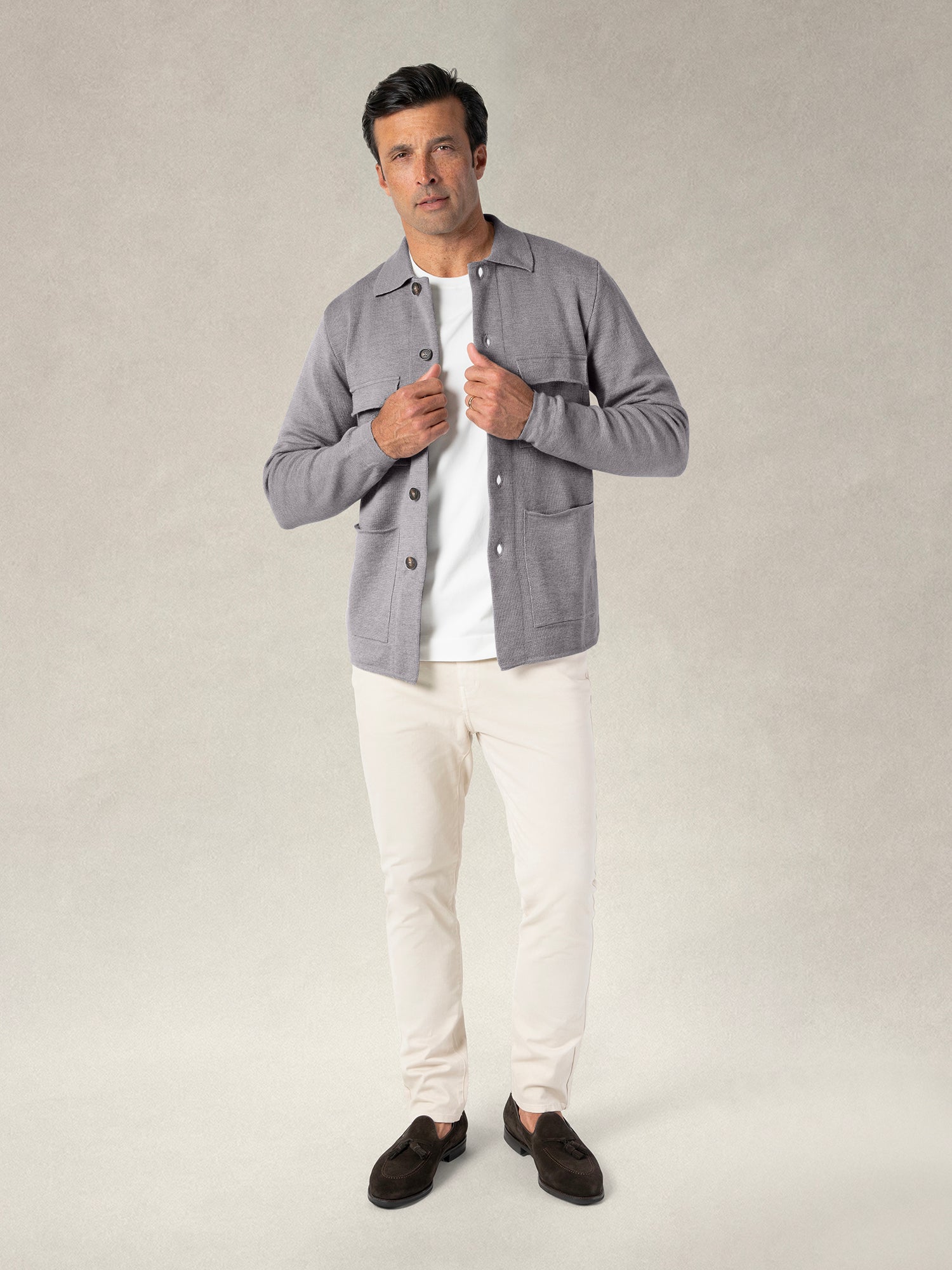 Robert Talbott Landon Sweater Jacket giacca lana grigio chiaro