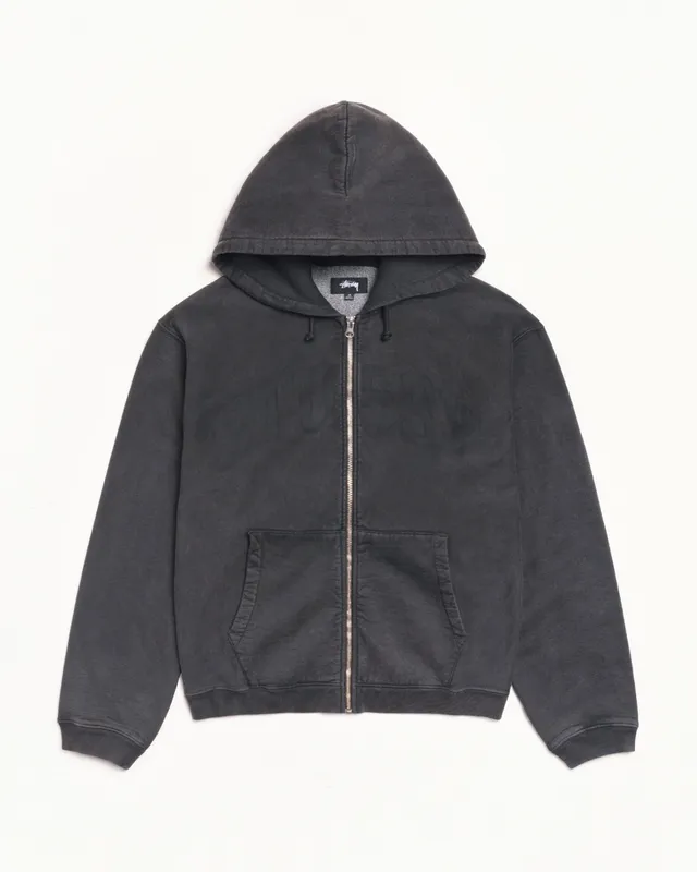 Stussy Zip Sweats Faded Graphic Zip Hoodie felpa Washed Black 500 gsm