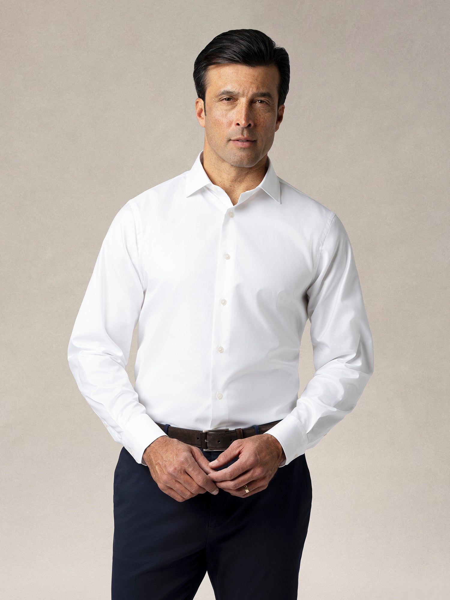Robert Talbott Reynolds camicia twill bianca elegante
