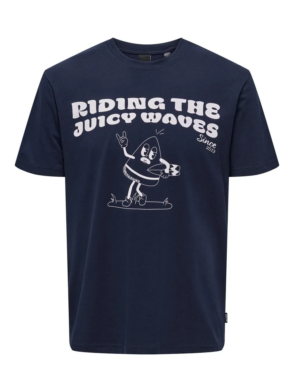 ONLY & SONS T-shirt Girocollo Uomo S Blu Stampa 3D