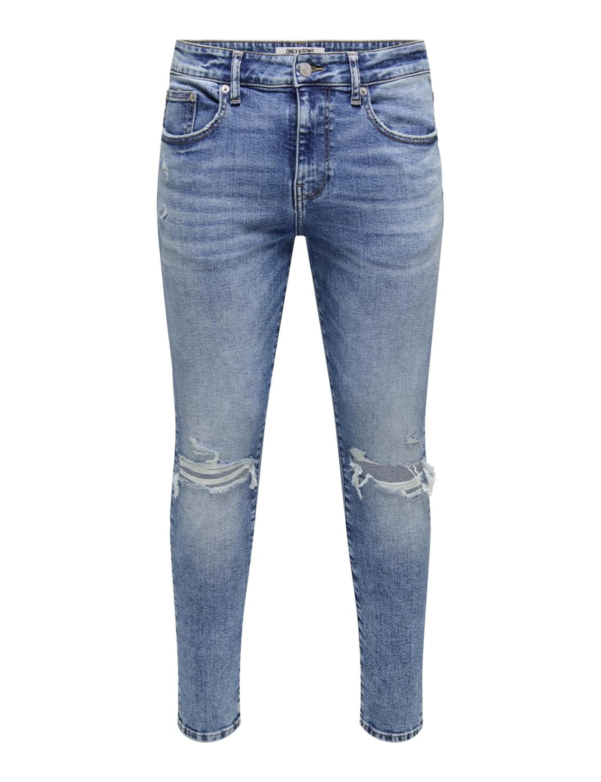 Only & Sons Onswarp Skinny Destroy Jeans Blu Jeans Scuro
