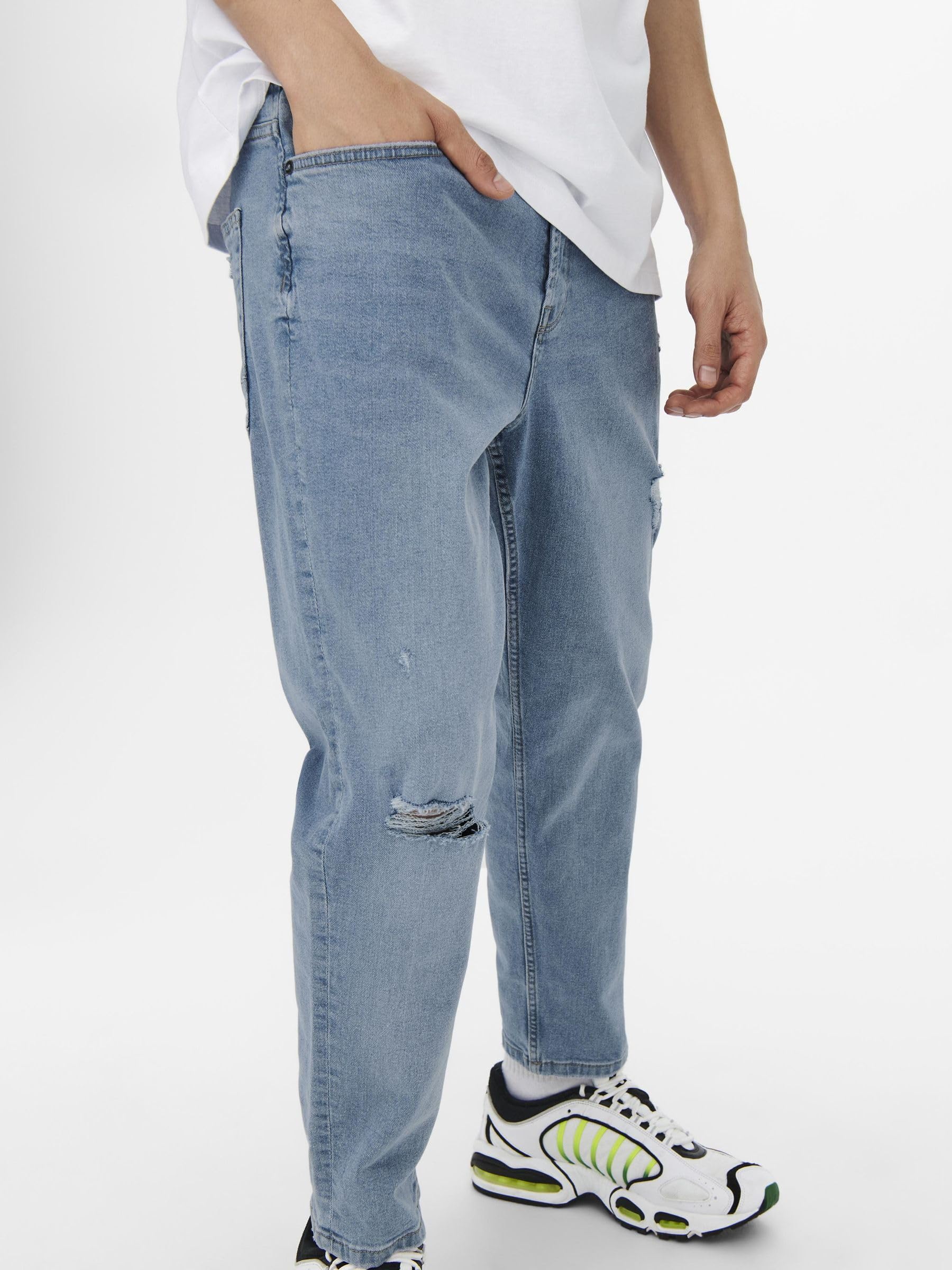 Only & Sons Avi Beam Crop jeans relaxed azzurro