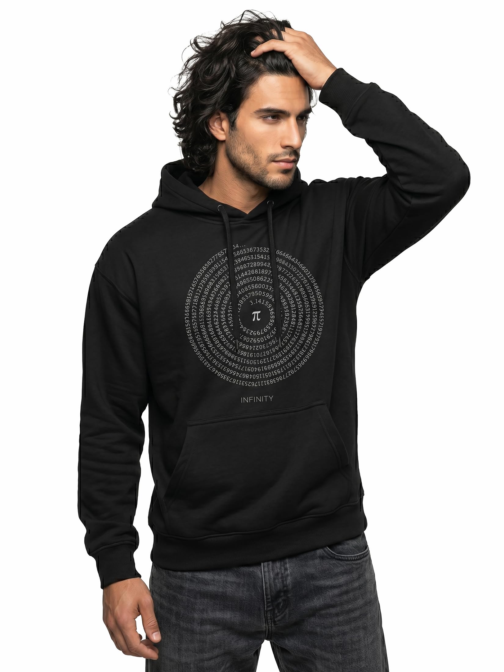 MAKAYA Felpa con Cappuccio Uomo Numero Pi Greco hoodie 3XL
