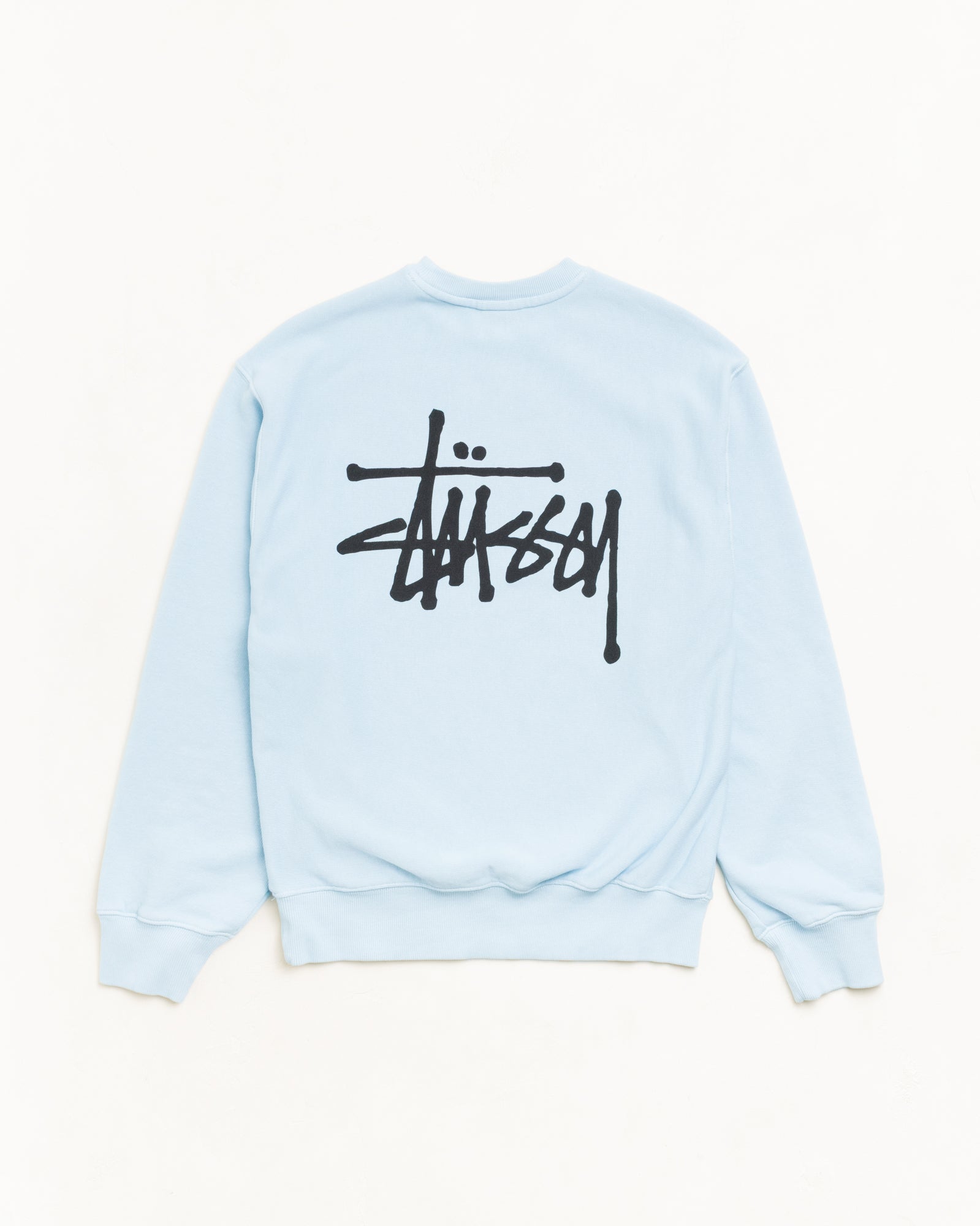 Stussy Sweats Basic Crew felpa Sky Blue 100% cotone 450gsm