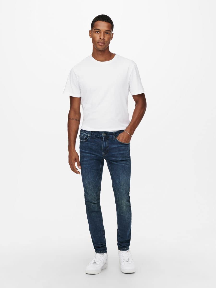 ONLY & SONS Jeans Uomo Slim Taglia 30 Blu Denim