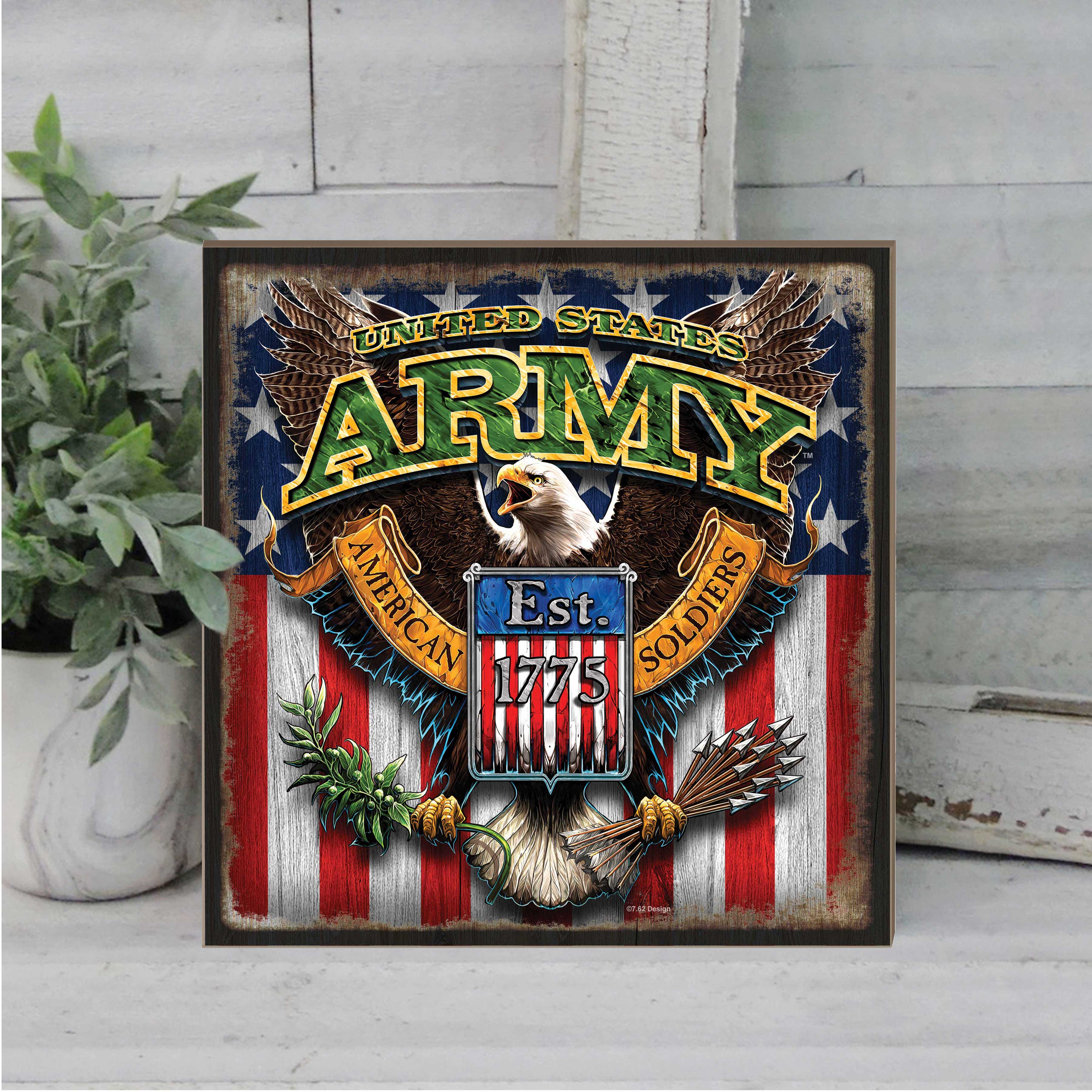 7.62 Design Fighting Eagle Targa Parete Army 25x25 cm