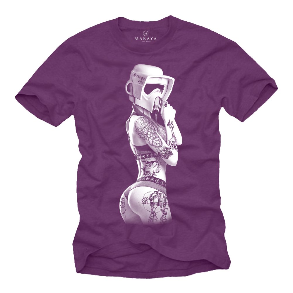 MAKAYA Stormtrooper Tattoo T-Shirt Uomo Nero Cotone