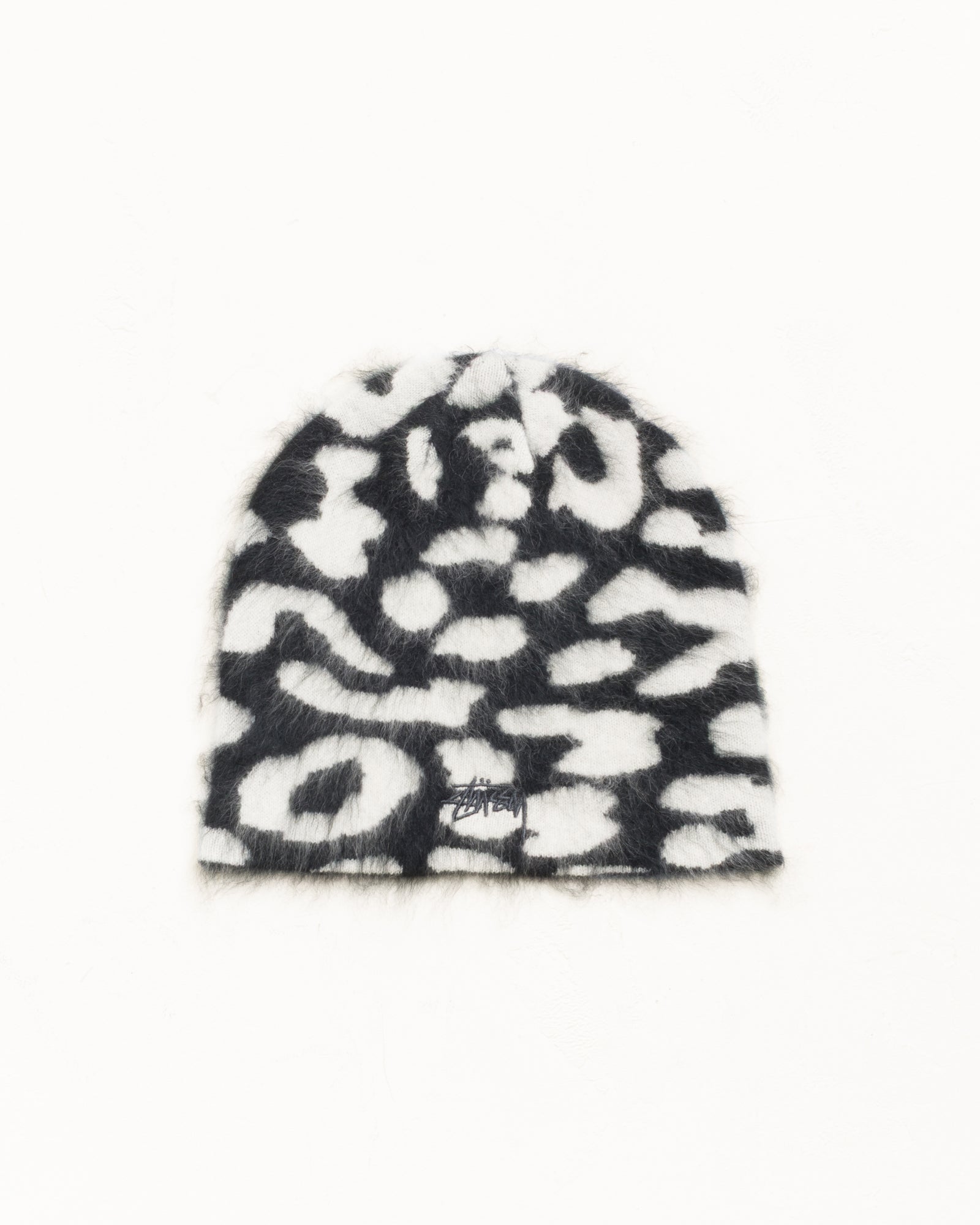 Stussy Cashmere Leopard Skullcap berretto nero jacquard