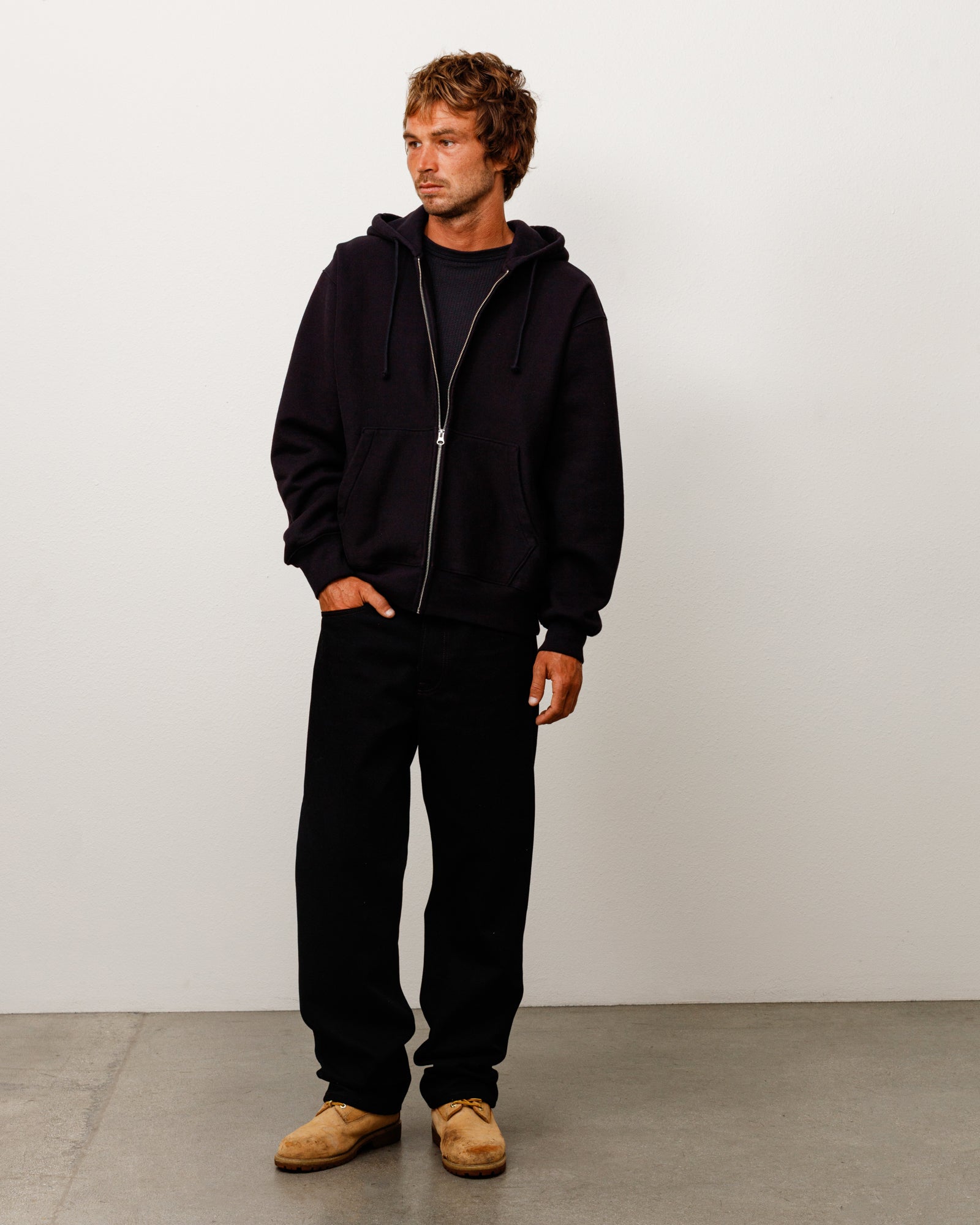 Stussy Fleece Zip Hoodie Felpa Nera 100% Cotone