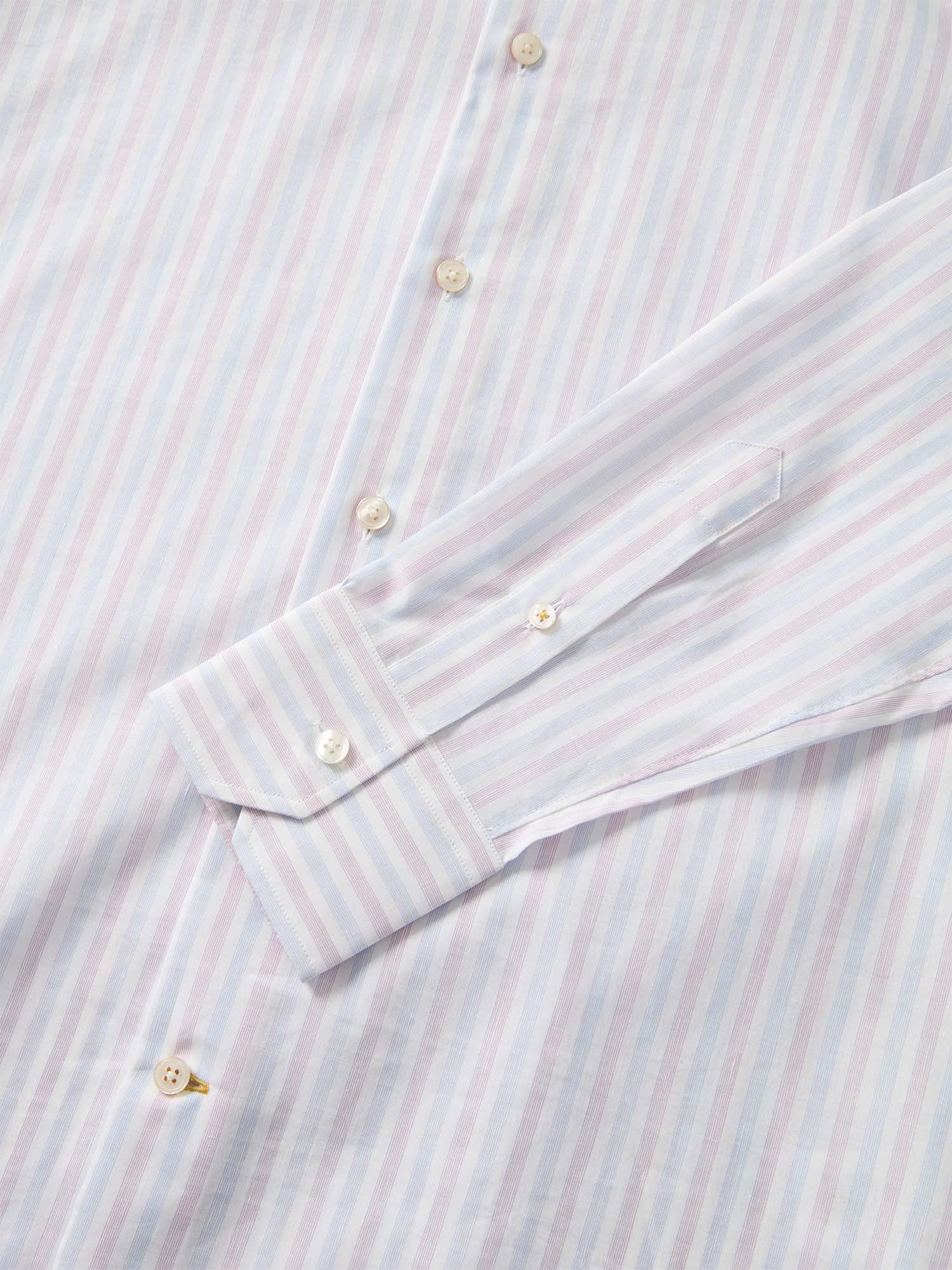 Robert Talbott Reynolds camicia lino righe lampone 16.5-L
