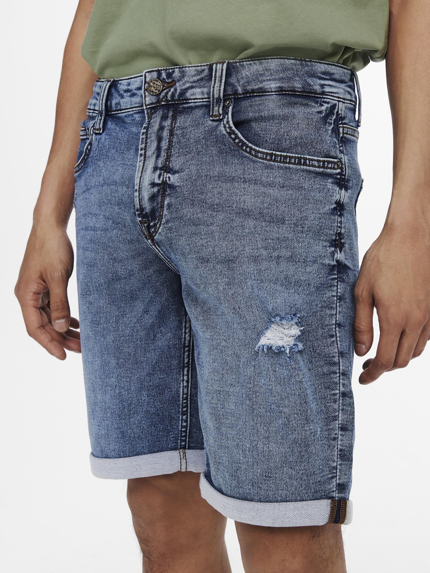 Only & Sons Pantaloncini Jeans Uomo Destroyed Cotone