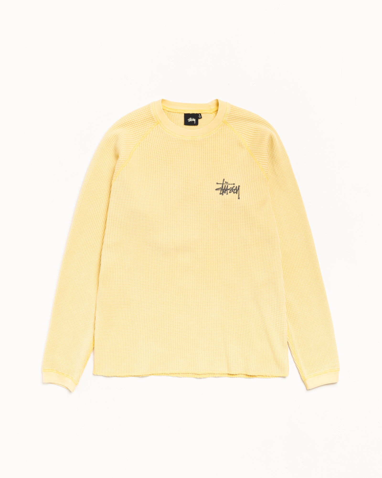 Stussy Basic Thermal maglia gialla cotone waffle relaxed