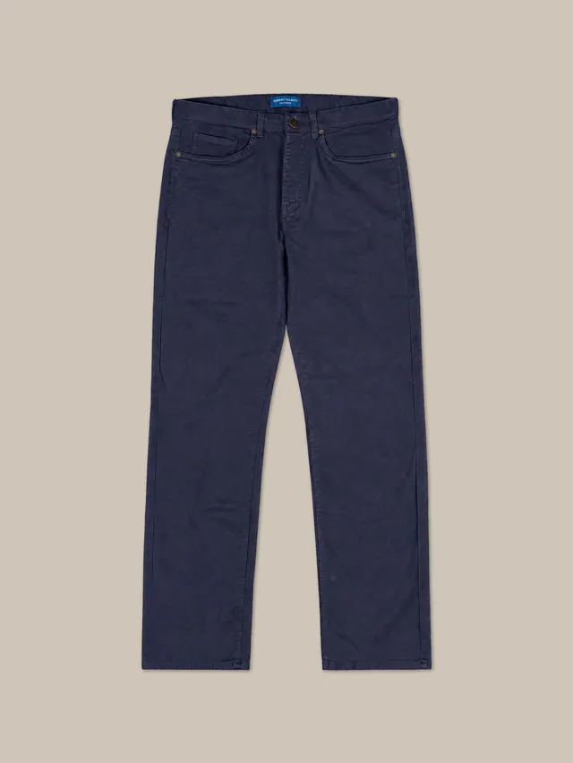 Robert Talbott Pablo Pantaloni 5 Tasche Navy Stretch
