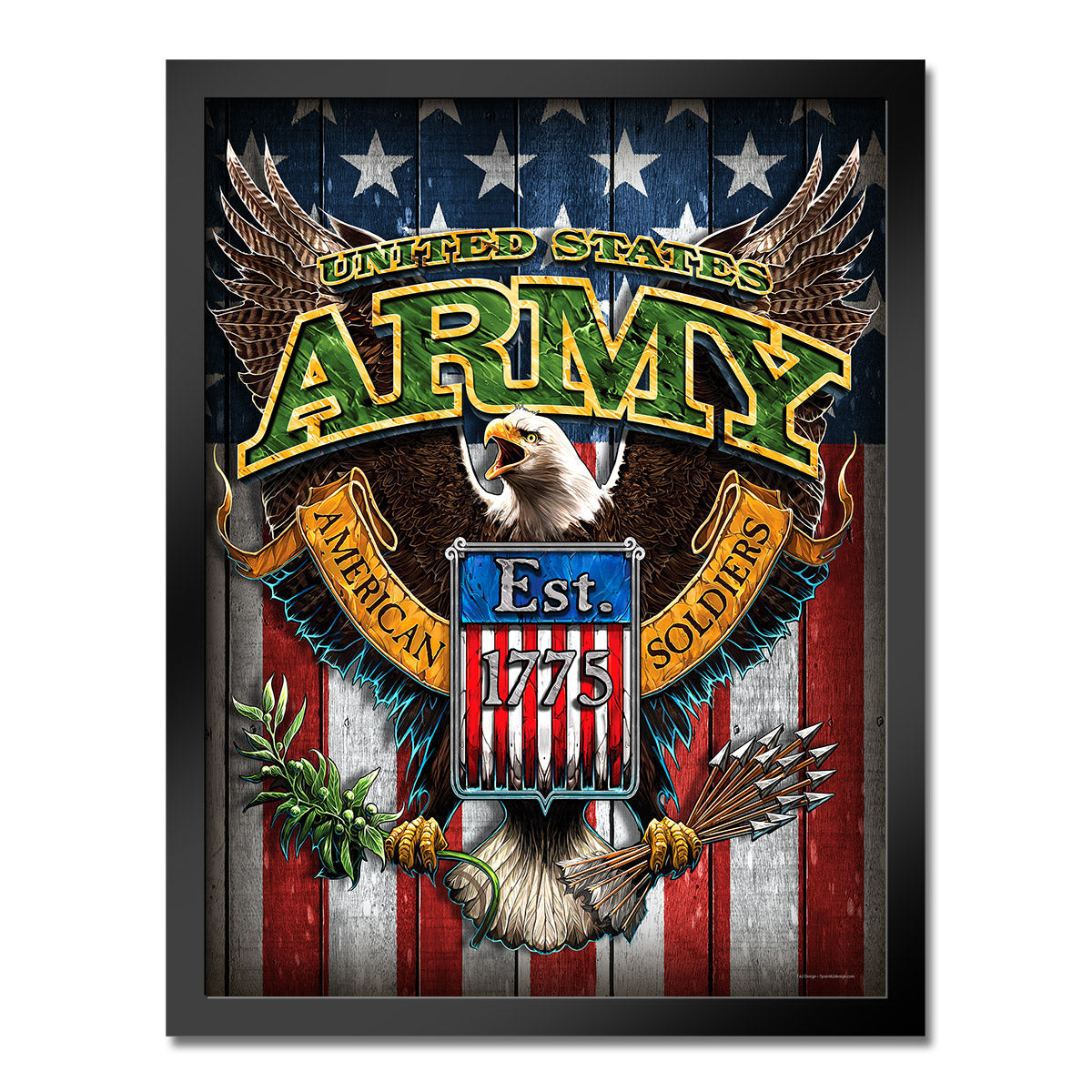 7.62 Design Home Fighting Eagle Stampa Incorniciata 14x20 Army
