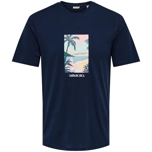 Only & Sons Stillo Life Regular SS t-shirt blu scuro cotone