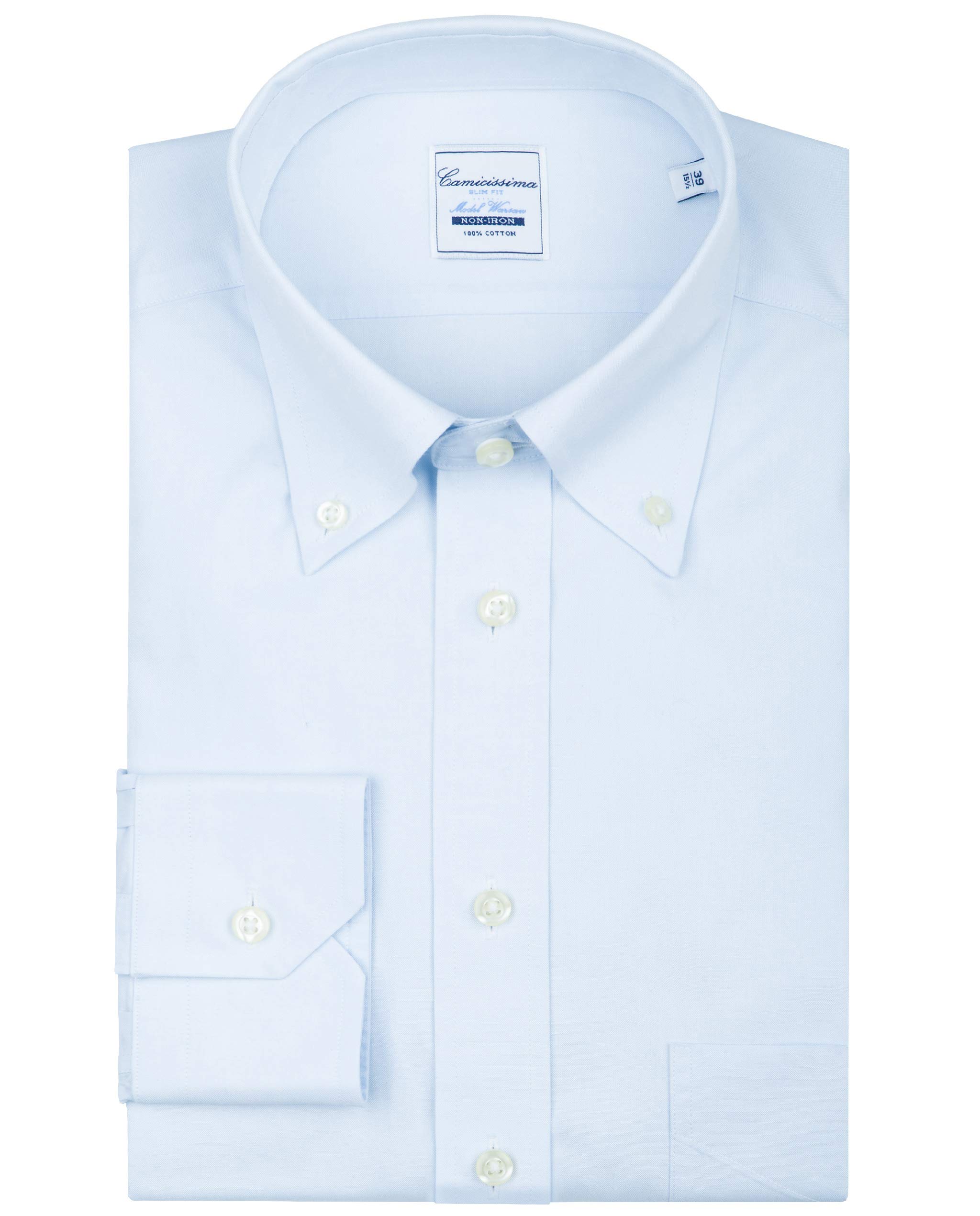 Camicissima Permanent Camicia Uomo Azzurra Slim Taschino