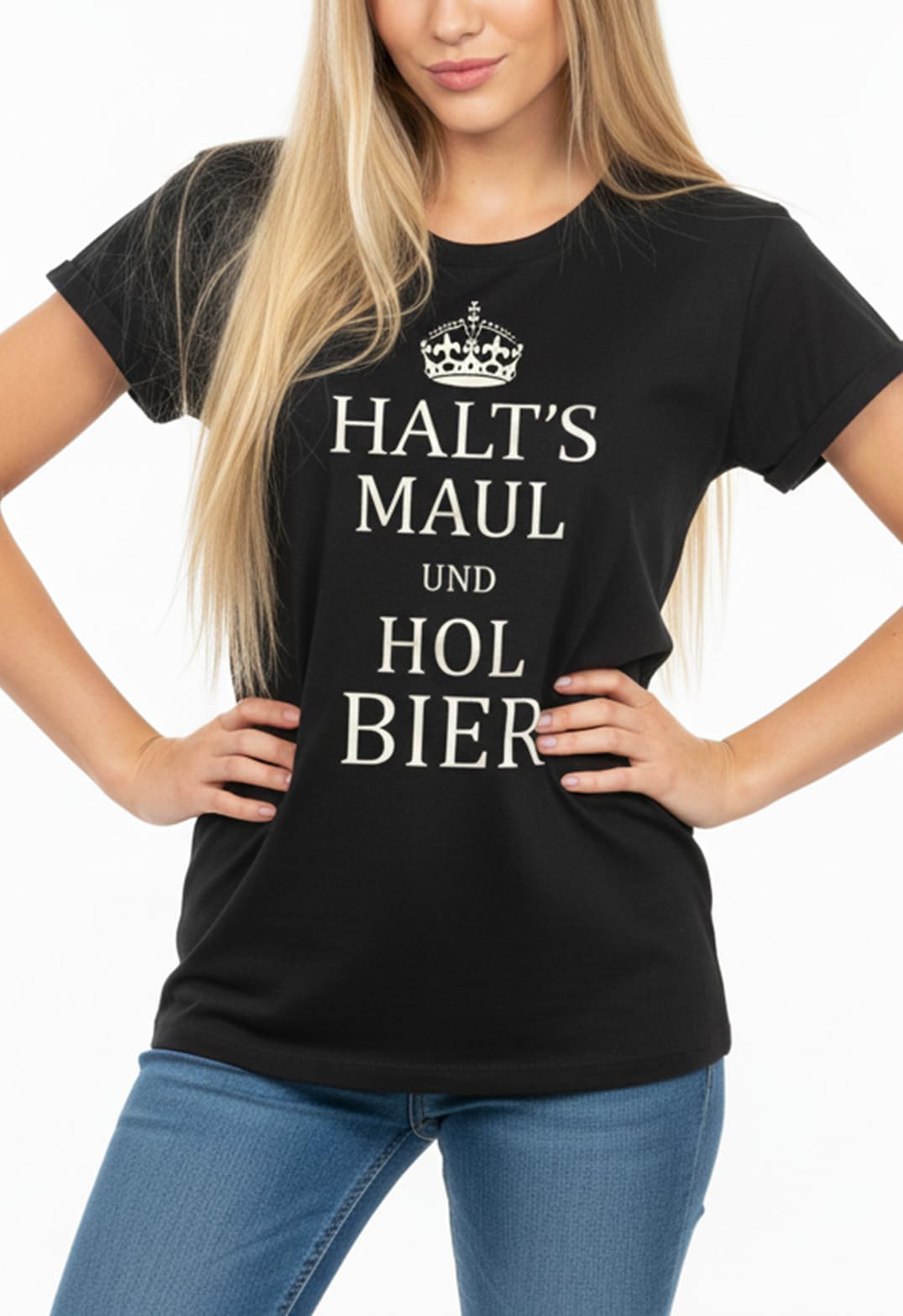 Makaya Zitto e Portare Birra t-shirt donna cotone nera S
