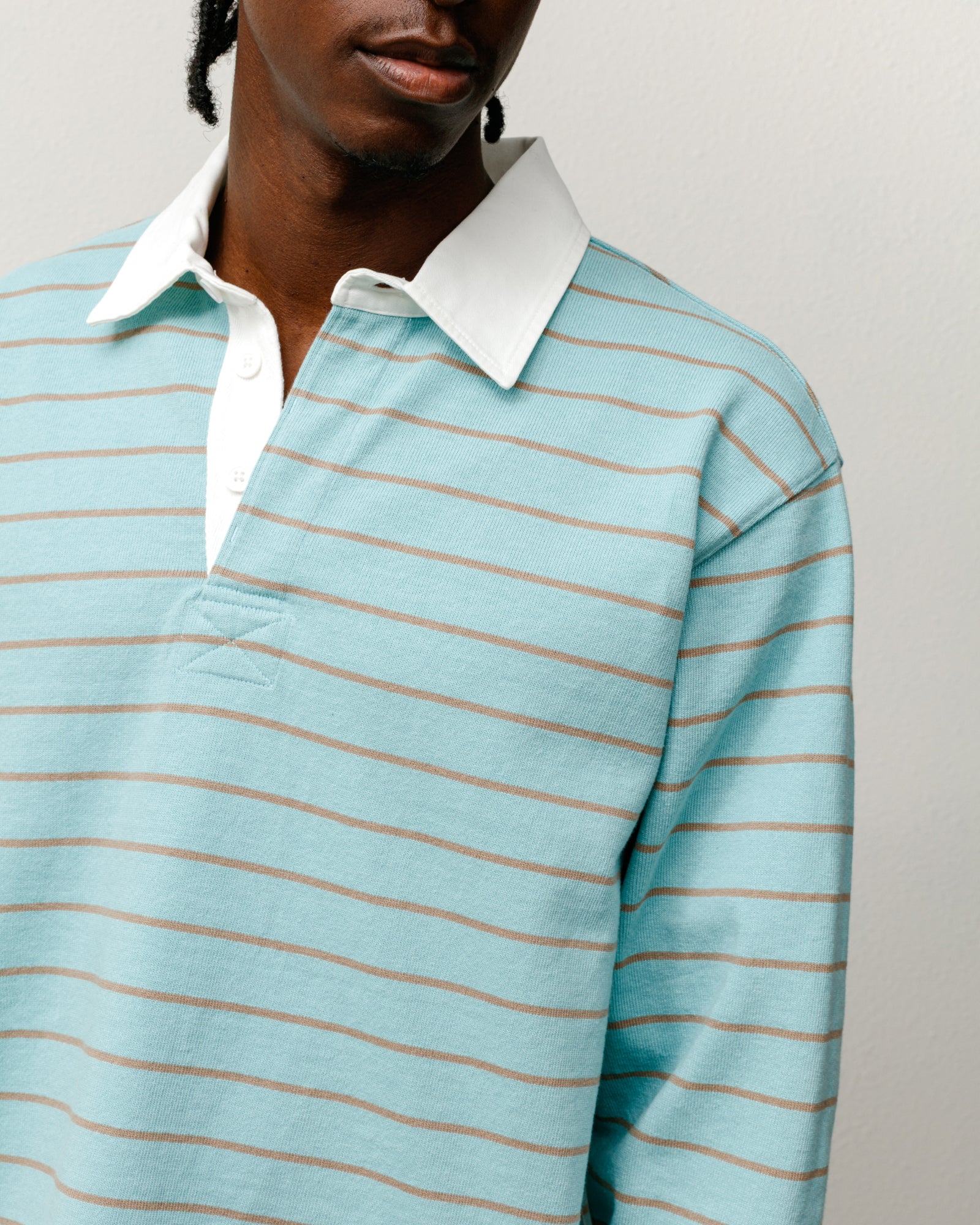 Stussy Striped Rugby Maglia Rugby Blu 100% Cotone