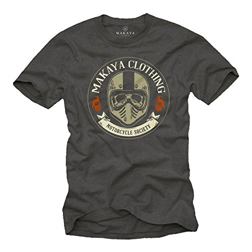 Makaya Motorcycle Society T-Shirt Uomo L Teschio