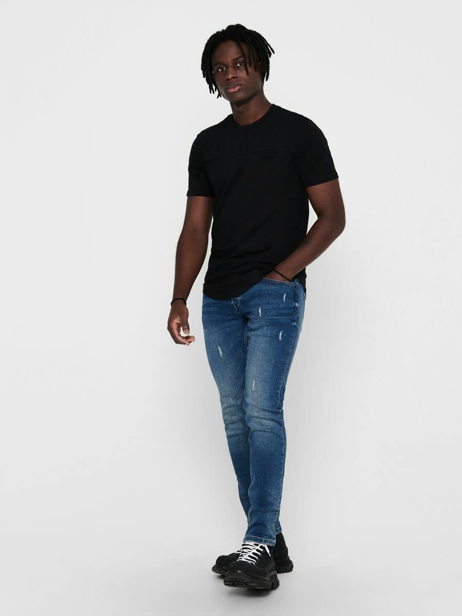 ONLY & SONS Longline T-shirt maglietta nero S tasca petto