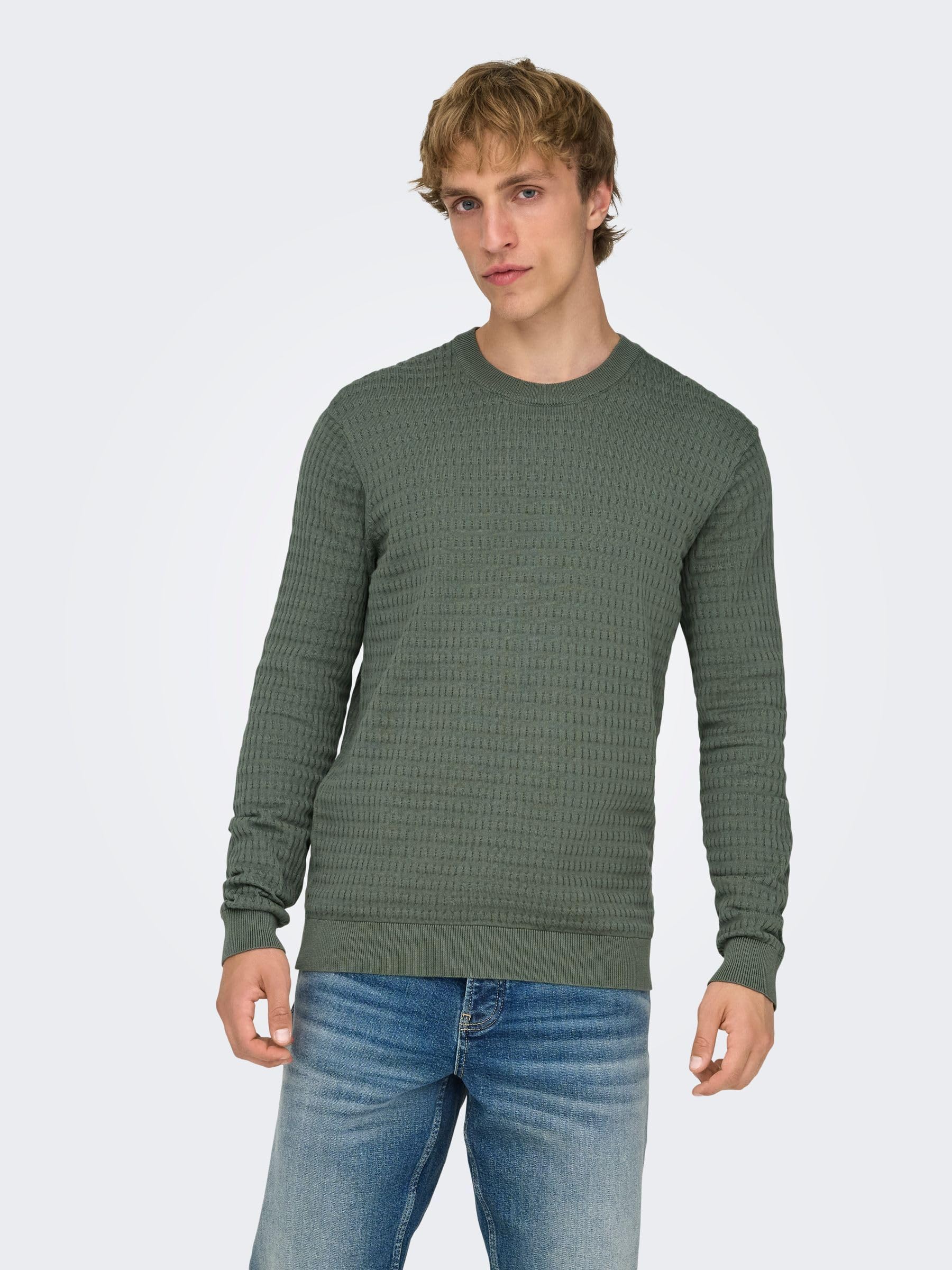 ONLY & SONS Onsberry Reg 12 Maglione Uomo Grigio M
