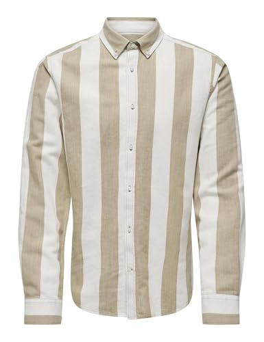Only & Sons Onsarlo Slim Camicia Uomo S Cincillà Lino