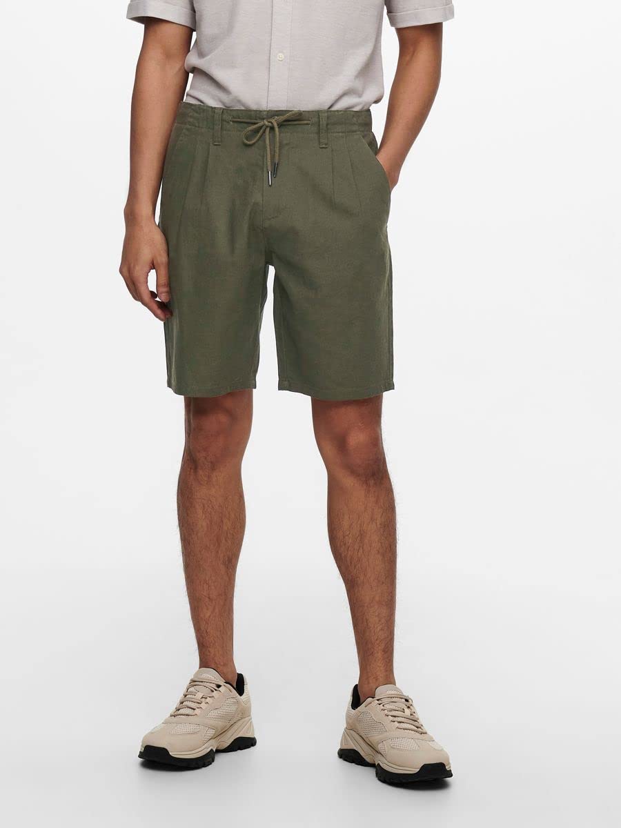ONLY & SONS pantaloncini uomo cotone lino M estivi