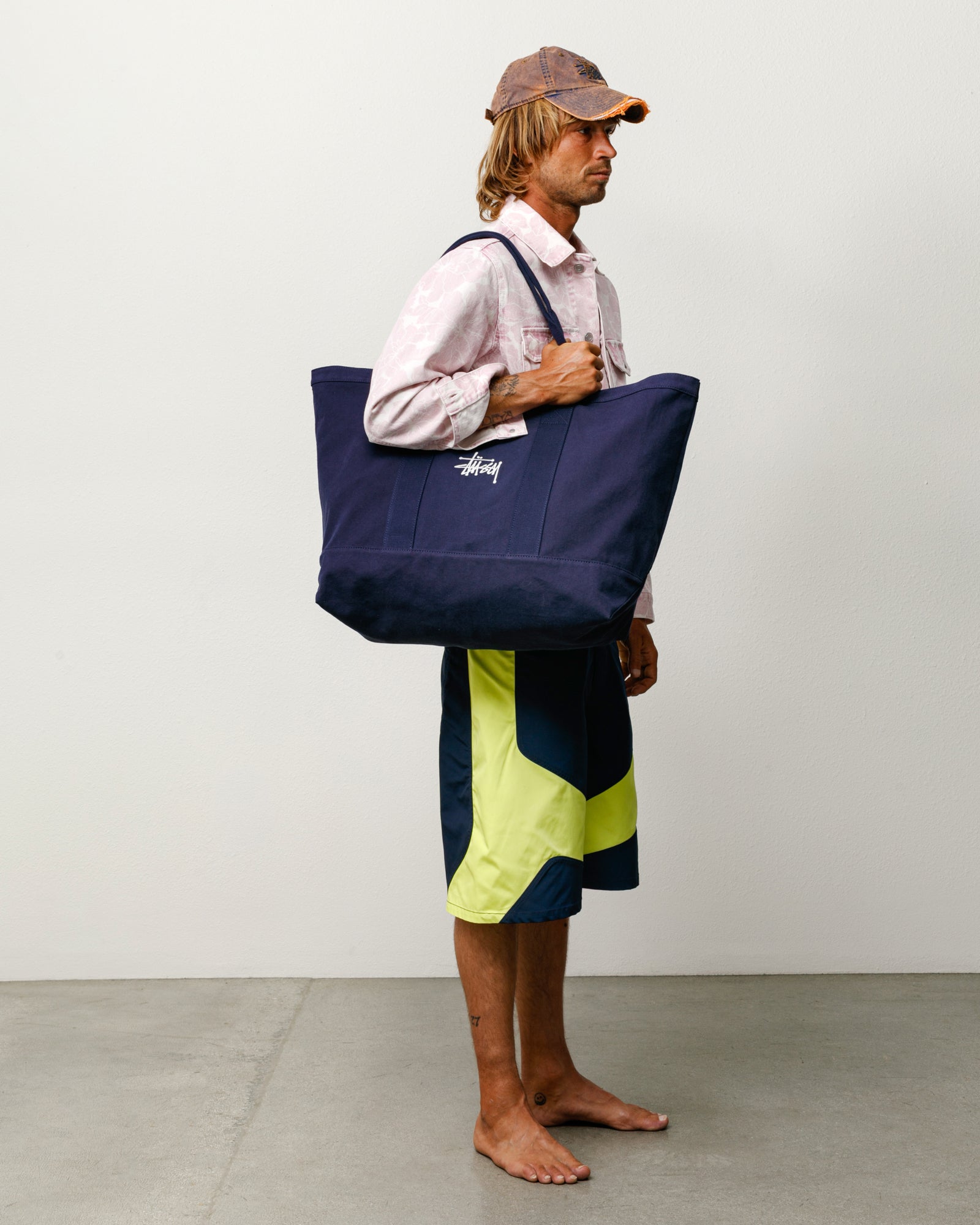 Stussy Canvas Extra Large Tote borsa tela navy