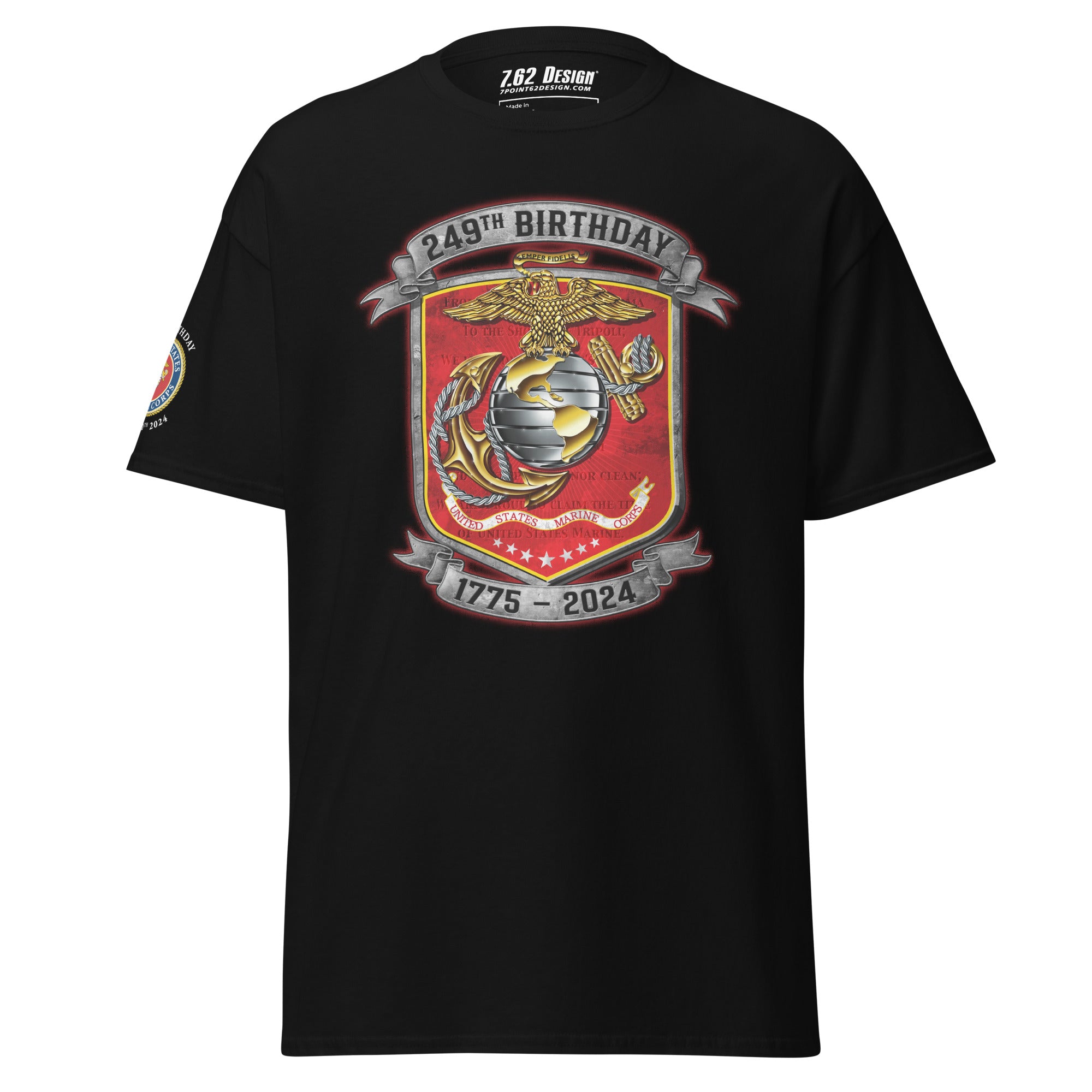 7.62 Design USMC 249th maglietta uomo nera cotone taglia L