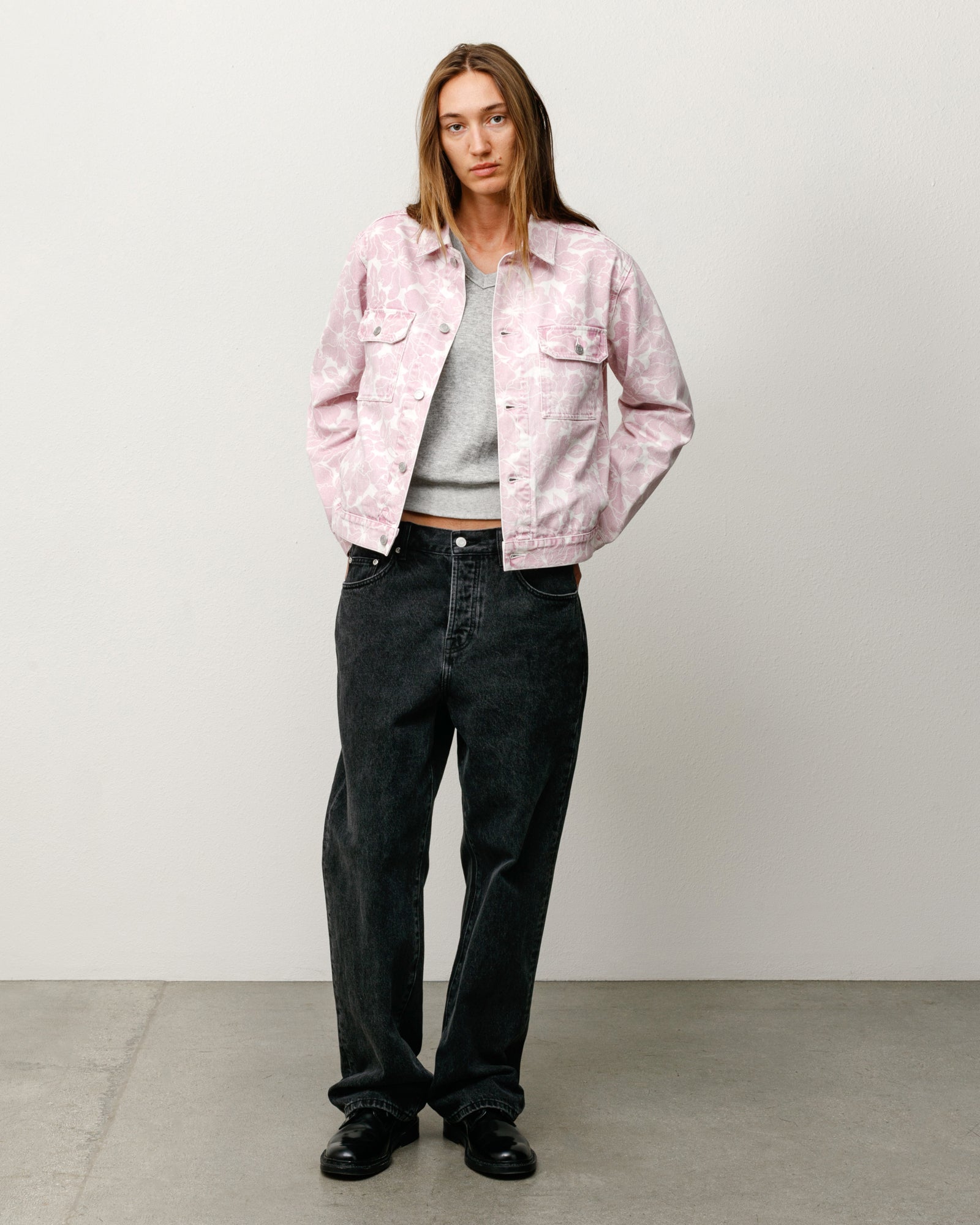 Stussy Denim Trucker giacca jeans Pink Hawaiian