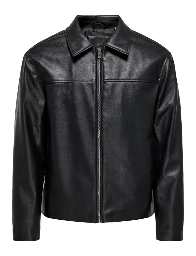 Only & Sons Onsjack PU Giacca uomo similpelle zip nera