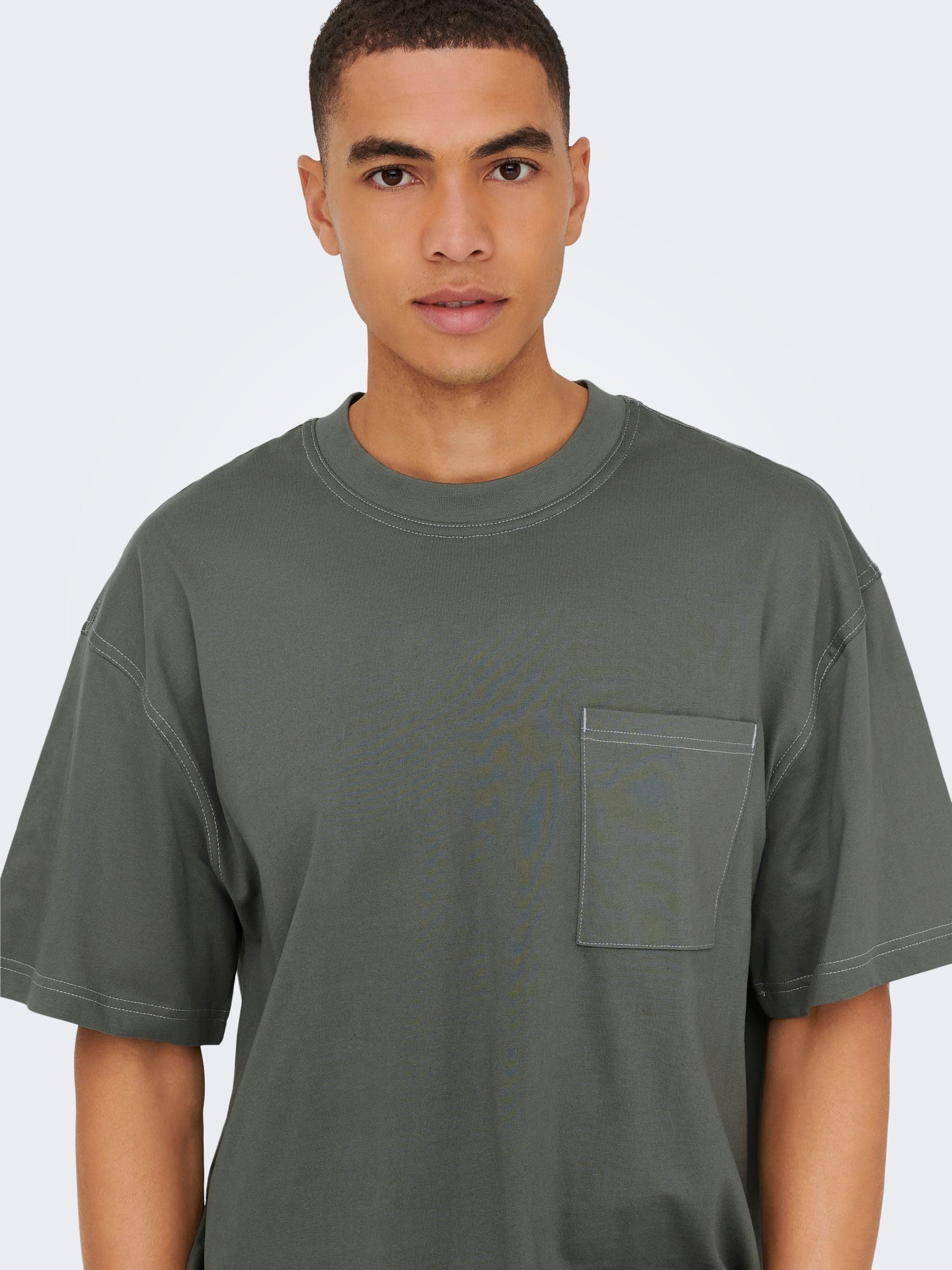 Only & Sons Larry T-Shirt Uomo Grigio XL Cotone