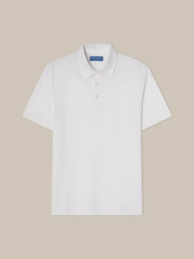 Robert Talbott Taylor polo lino bianca piquet S-XXL