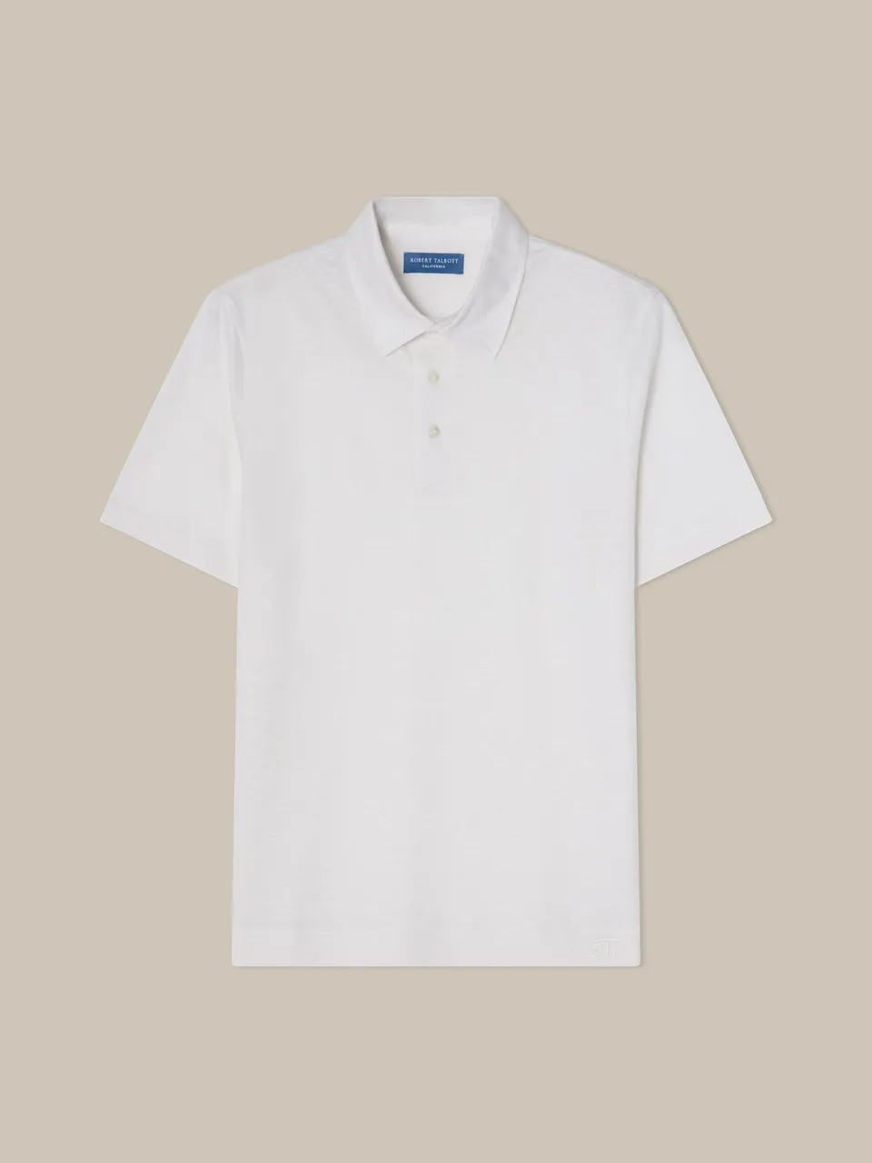 Robert Talbott Taylor polo lino bianca piquet S-XXL