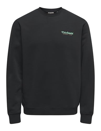 Only & Sons Onsten Reg LS Crew Felpa Uomo Nera