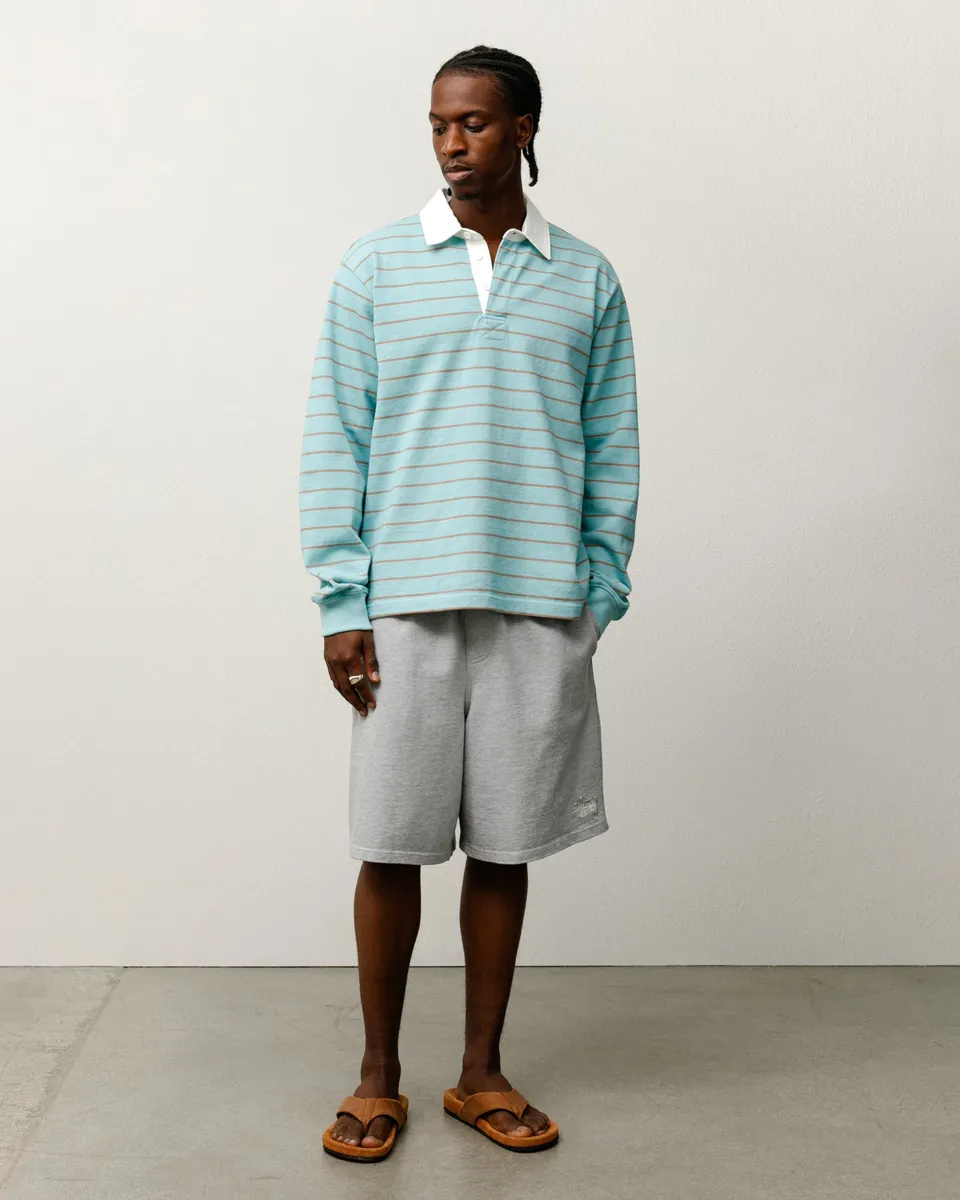 Stussy Striped Rugby Maglia Rugby Blu 100% Cotone