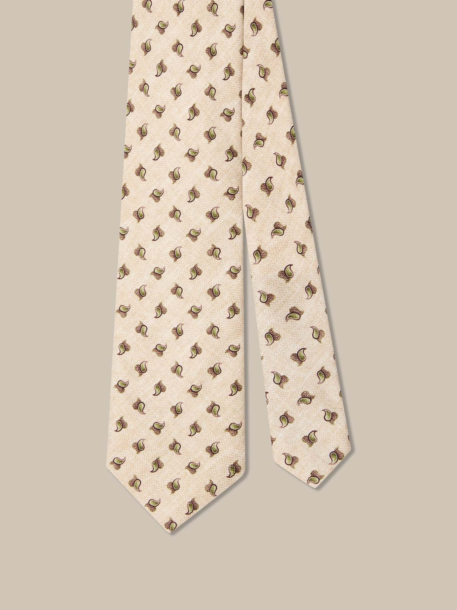 Robert Talbott Neckties Robert Multi Pine cravatta crema seta