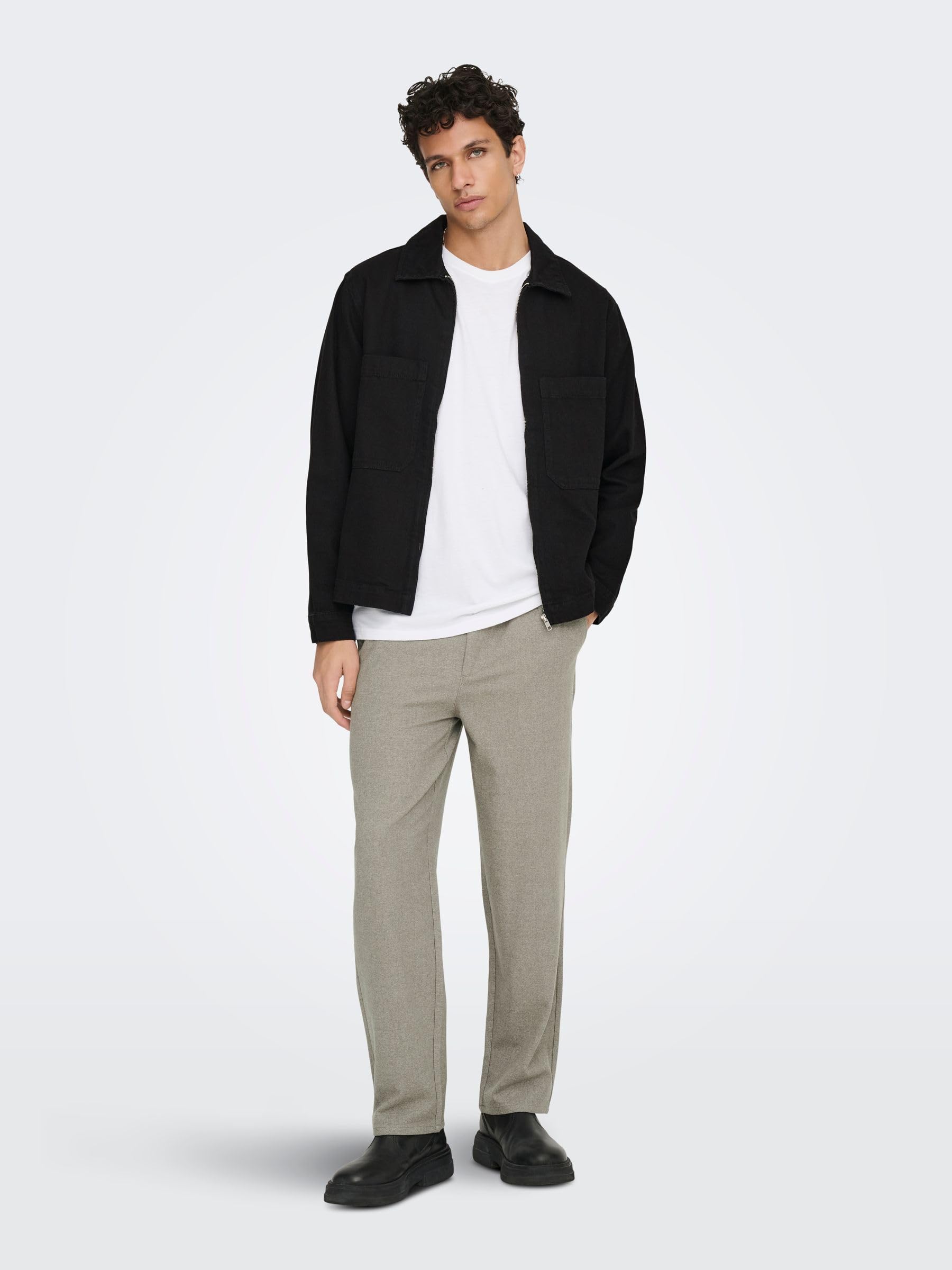 ONLY & SONS Onscassel Giubbotto Jeans Denim Nero Cotone