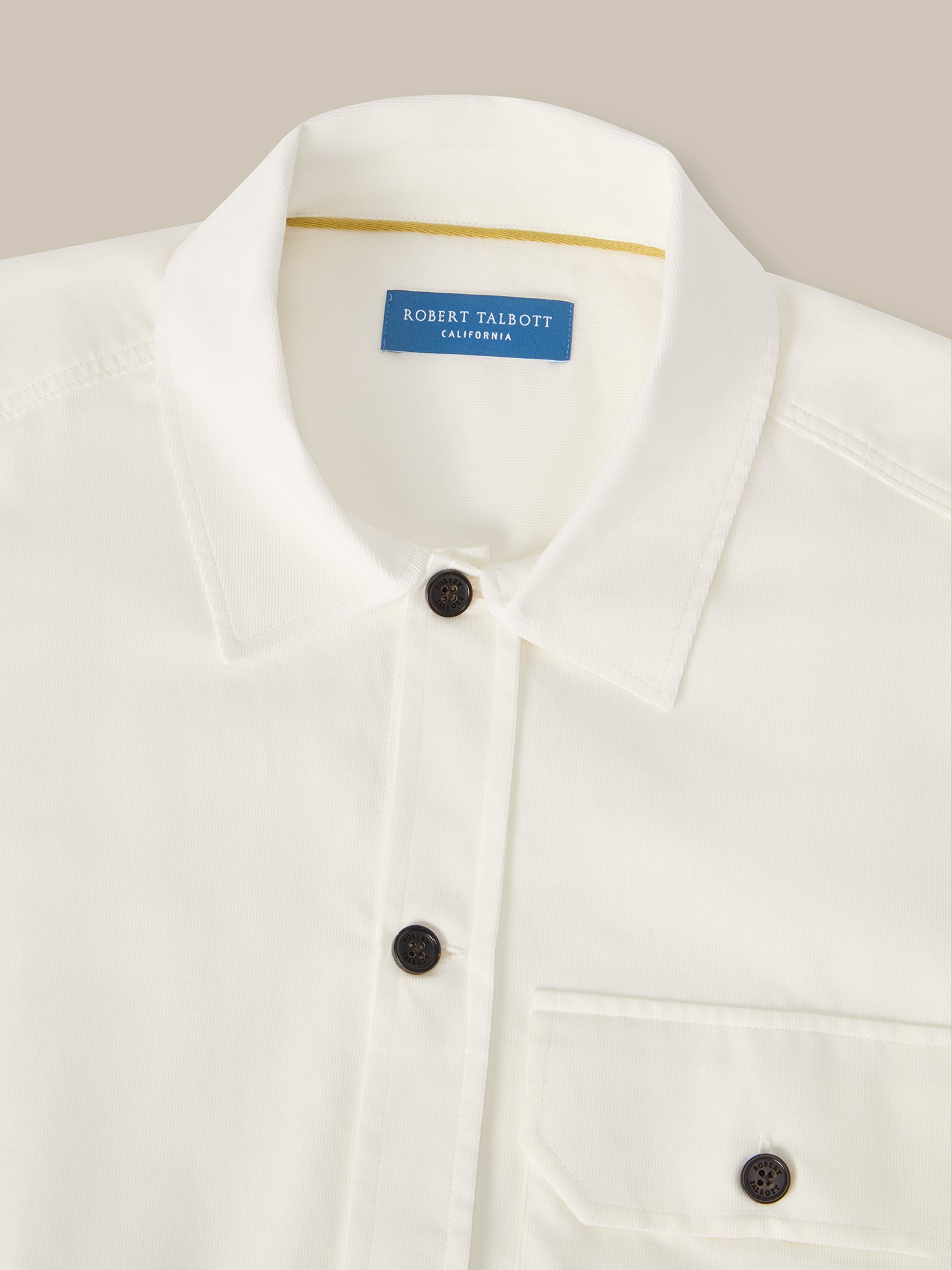Robert Talbott Burton giacca camicia velluto crema