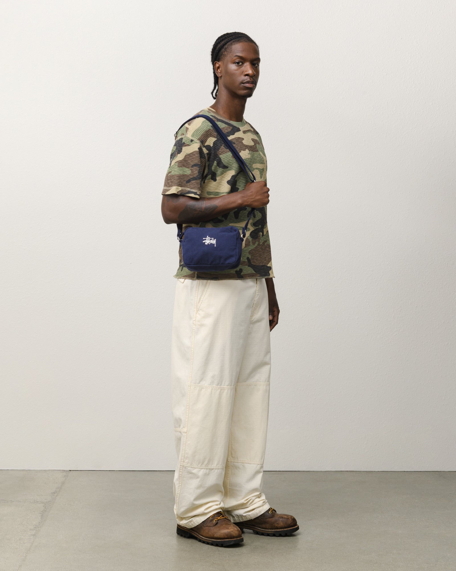 Stussy Accessories Canvas Pouch pochette Navy cotone