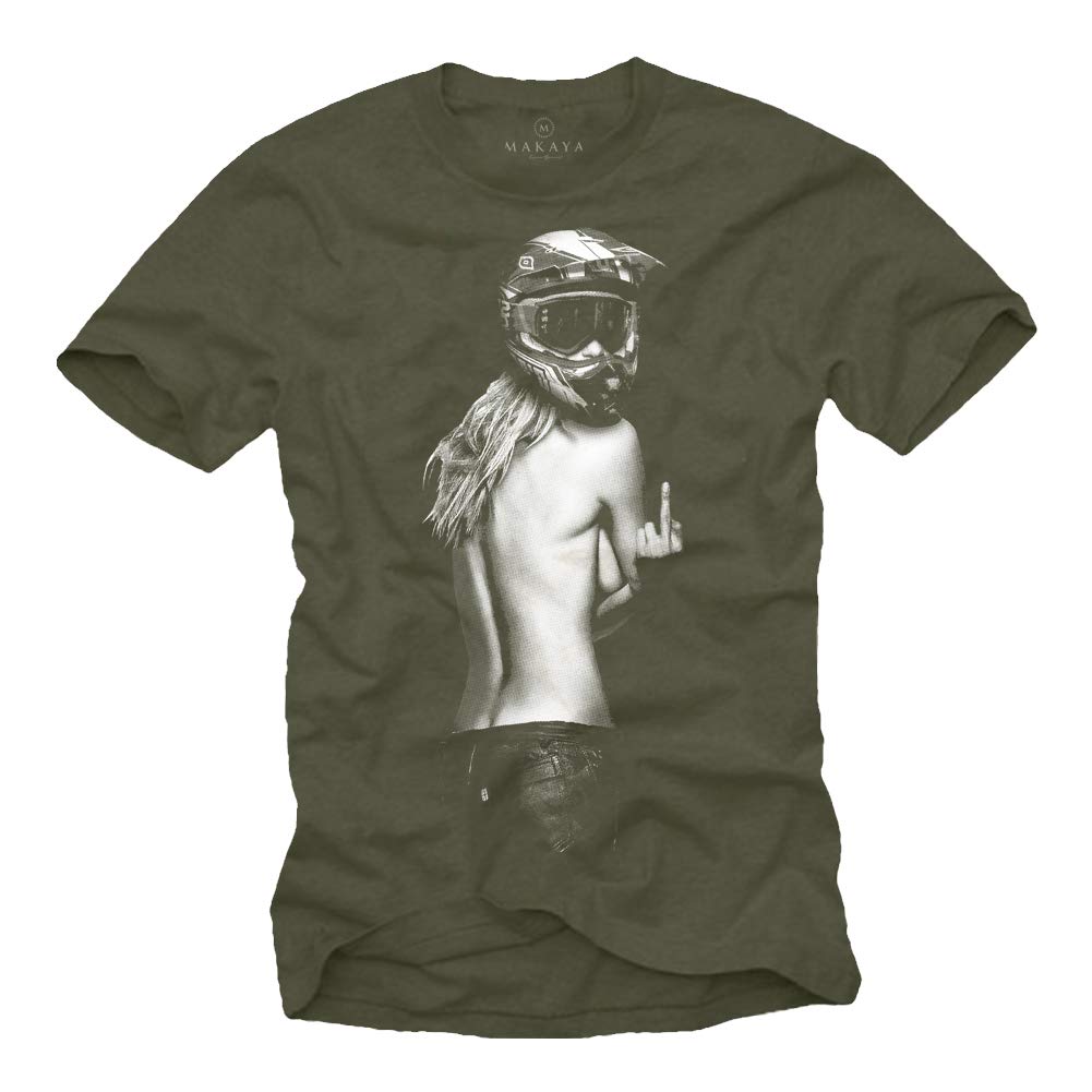 MAKAYA T-Shirt Uomo Casco Motocross Maglietta XL Cotone