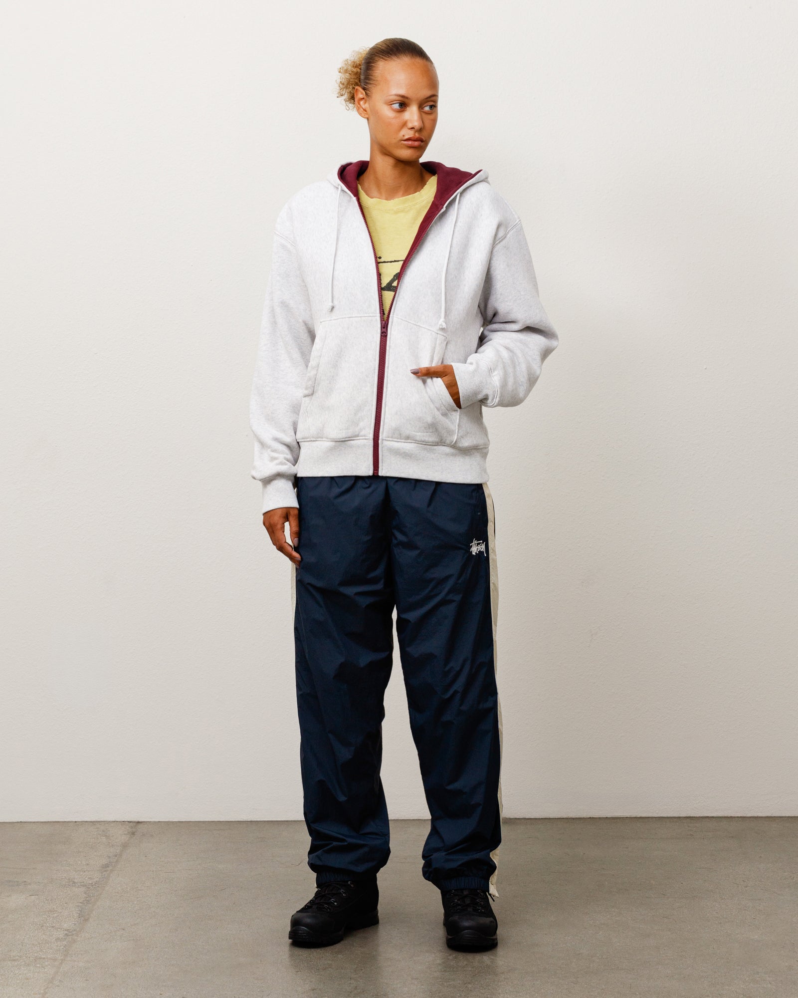 Stussy Double Faced Zip Hoodie felpa Ash Heather cotone