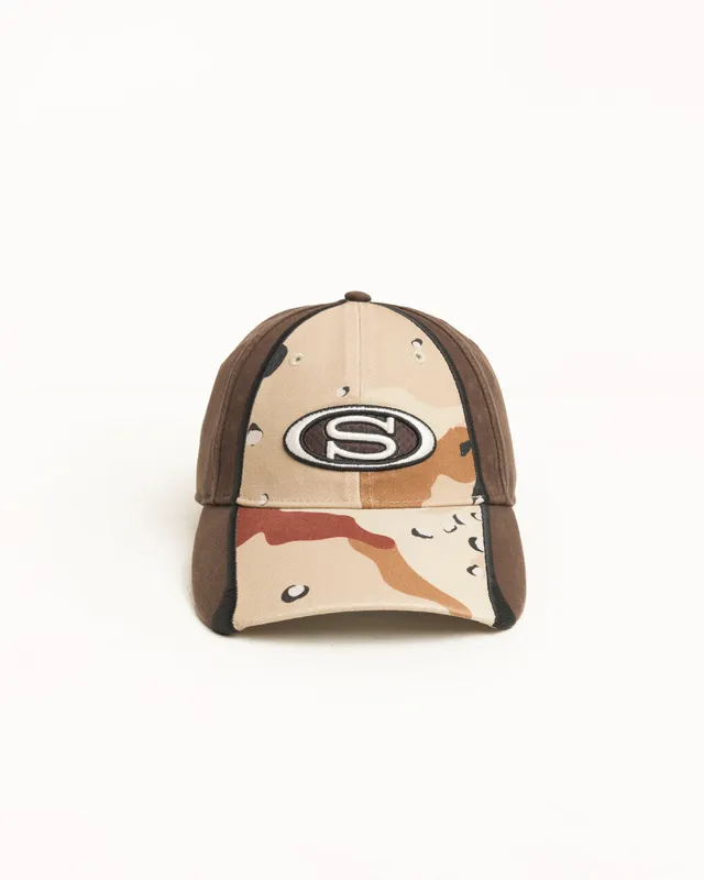 Stussy S Oval Cap berretto Desert Camo twill cotone