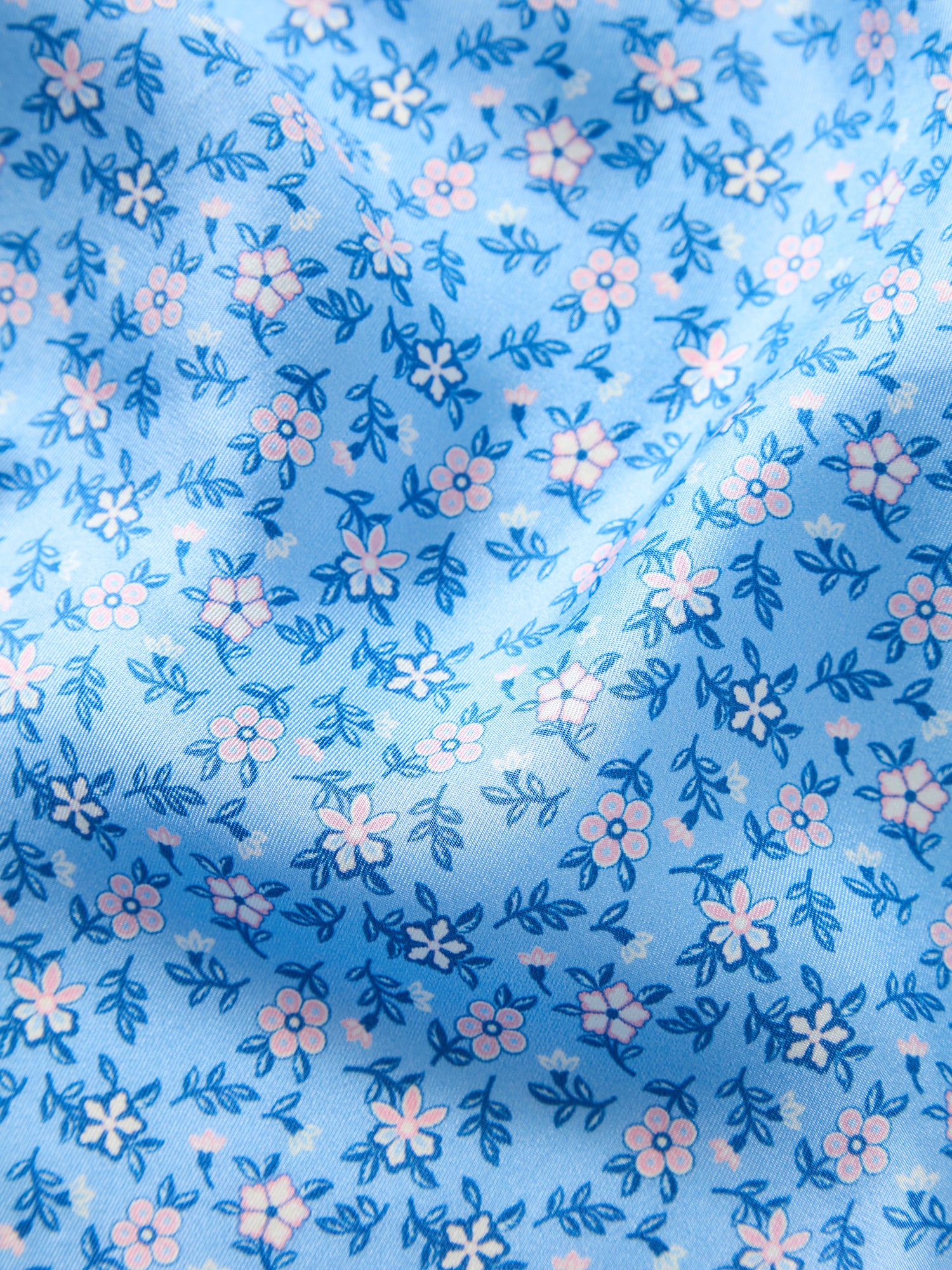 Robert Talbott York Pochette Seta Fiori Azzurro OS
