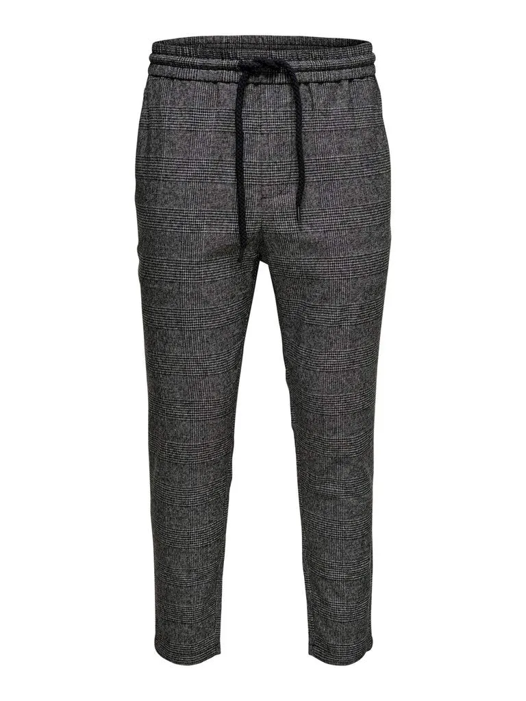 ONLY & SONS Pantaloni Uomo a Quadri Loose Fit Coulisse