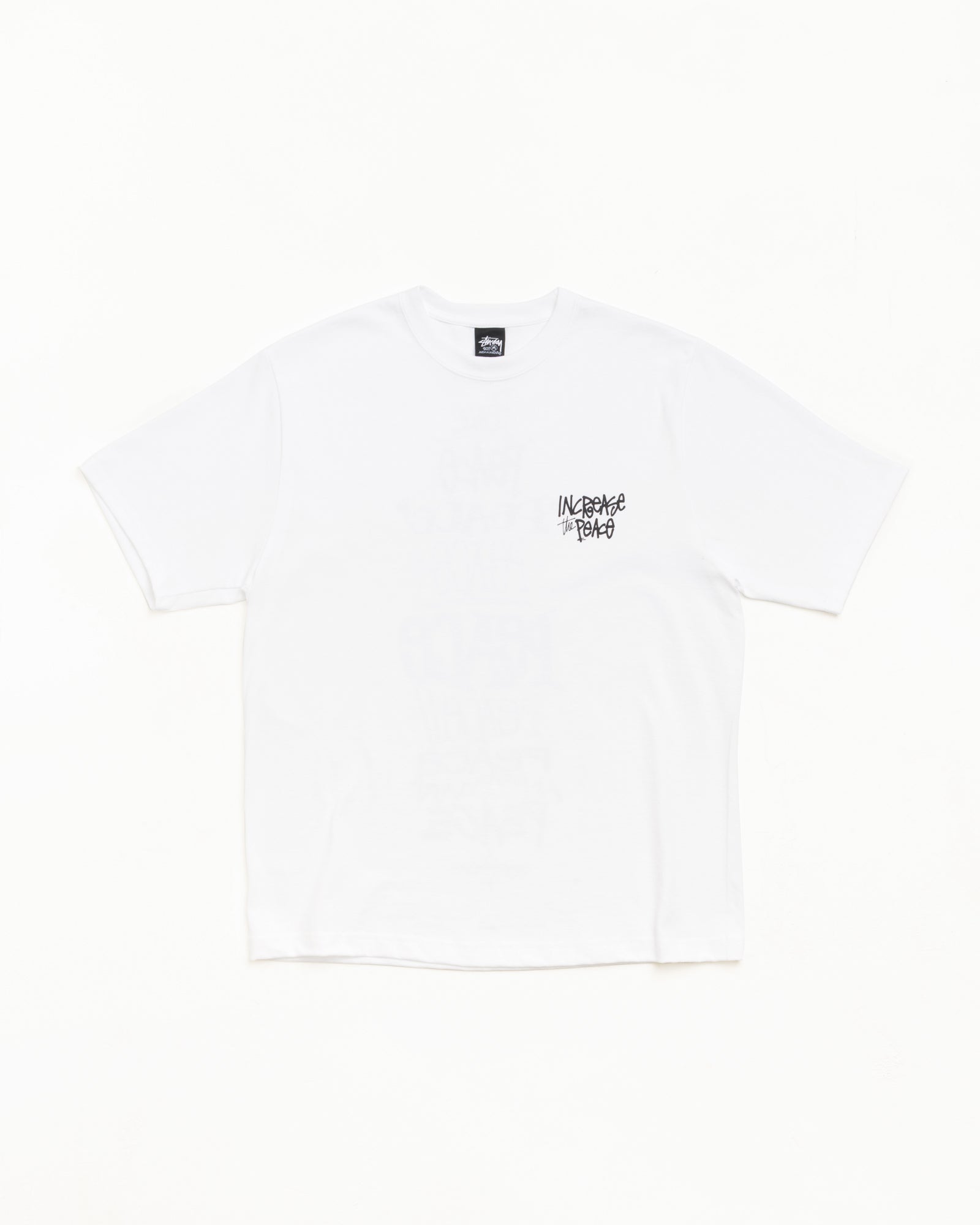 Stussy Peace Increased Tee maglietta bianca cotone 220 gsm